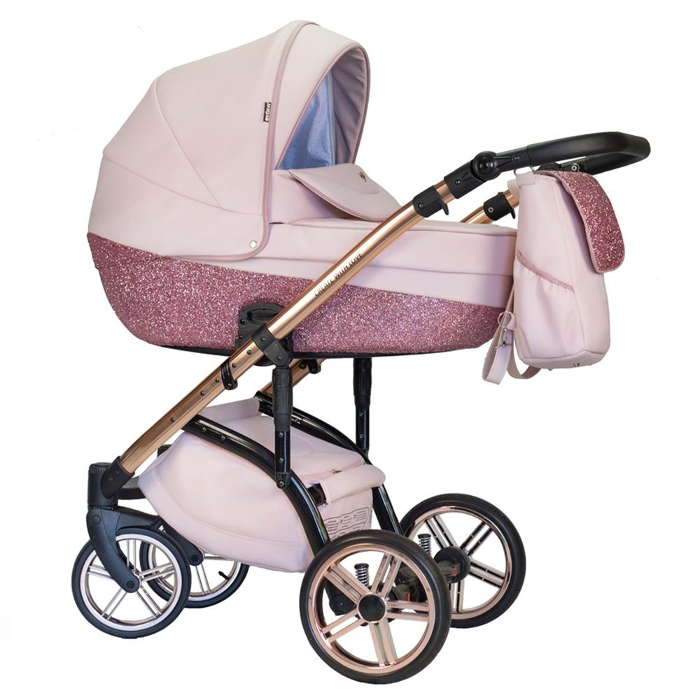 Kinderwagen-Set Lux babies-on-wheels - 1 12 3 Vip 16 in in Kombi-Kinderwagen - Farben Rosa-Dekor Teile