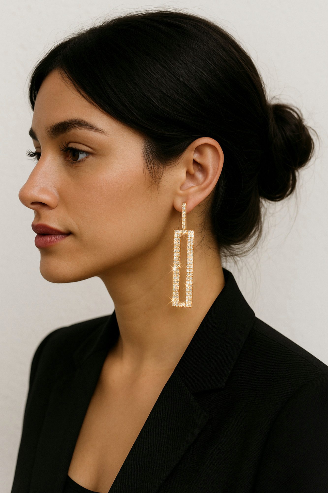 Ella Jonte Paar Ohrhänger, lange Statement Strass Ohrringe - Gold oder Silb günstig online kaufen