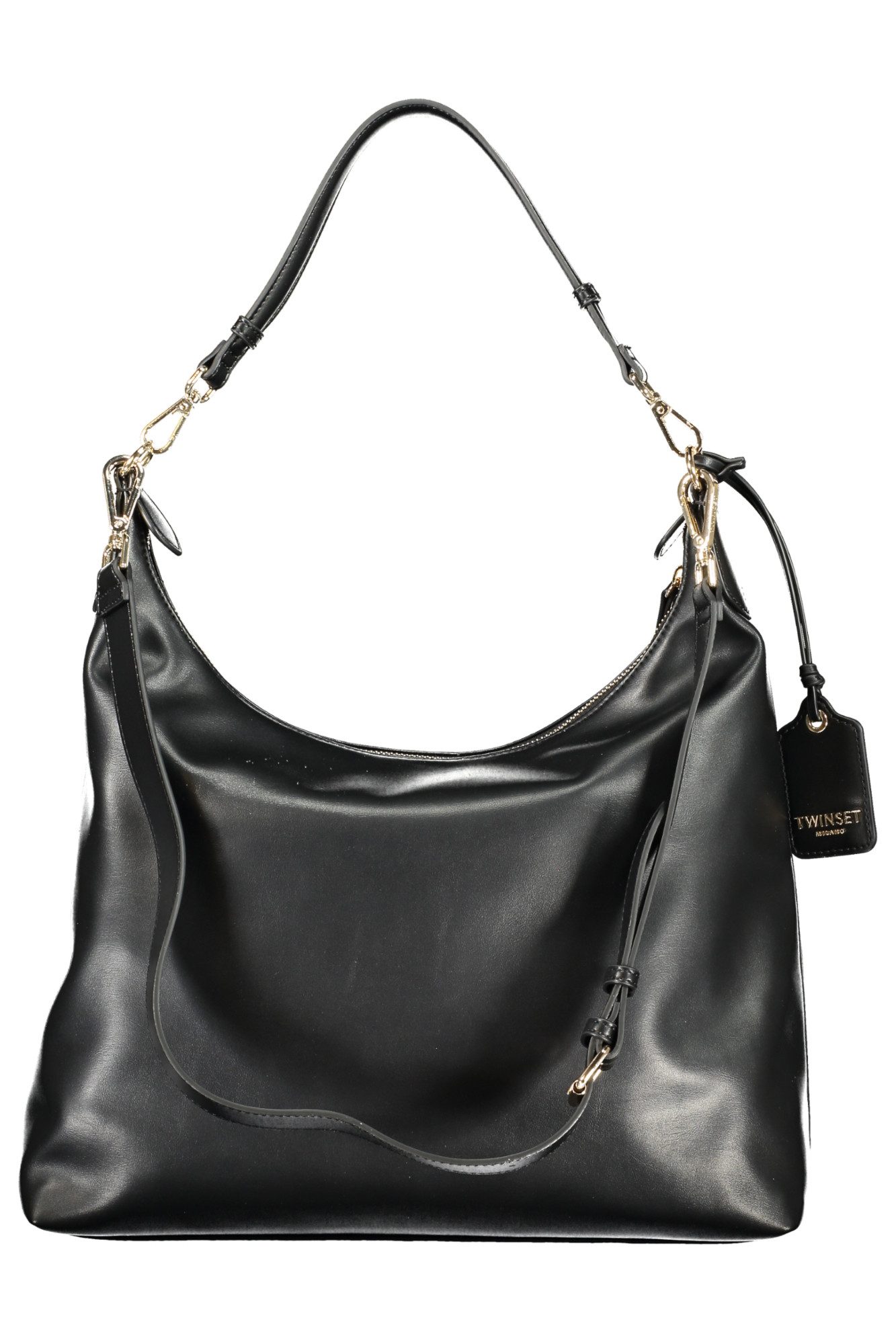 TWINSET Umhängetasche, Elegante Damen Hobo Bag Schwarz mit Abnehmbarem Schulterriemen
