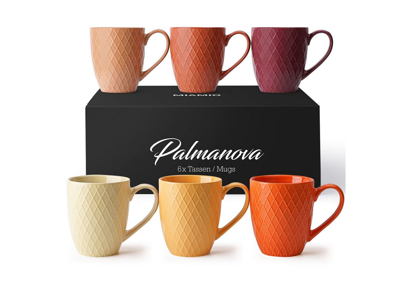 MiaMio Tasse 6 x 400 ml – Kaffeetassen Set / Becher– Moderne Keramik Matt, 6-tlg., Keramik