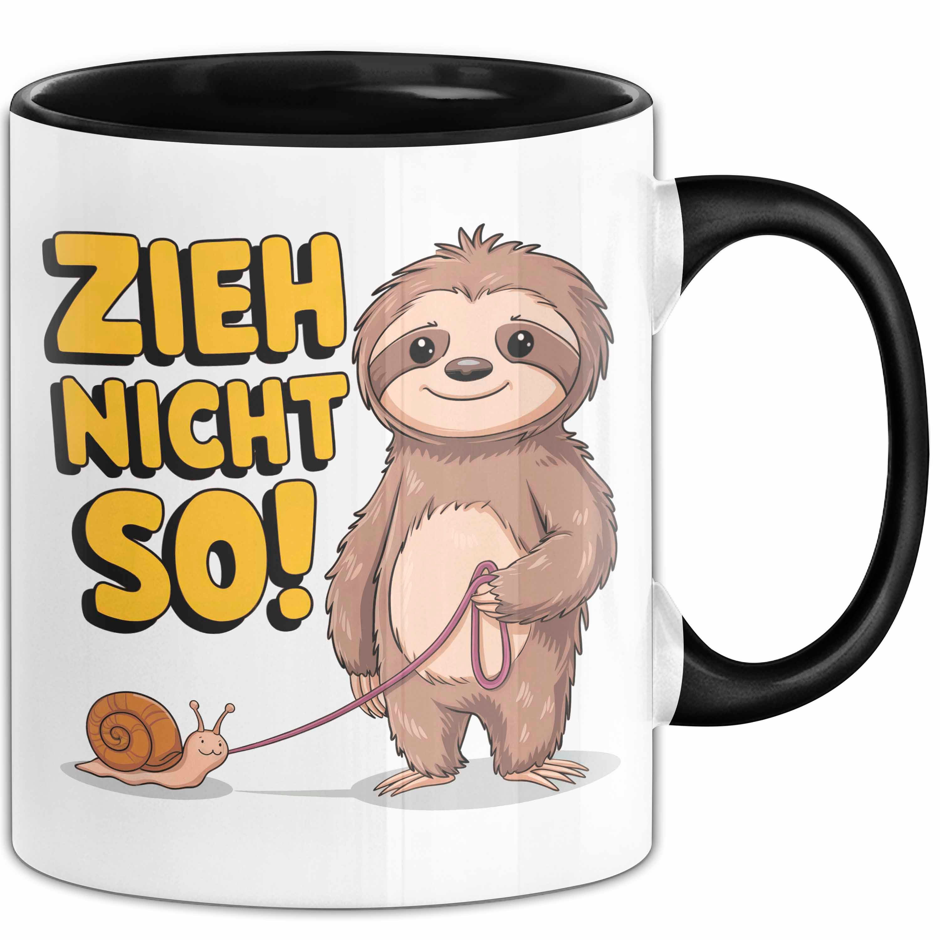 MoonWorks Faultier-Tasse – 'Sleep Eat Sleep Repeat', 325 Ml, Weiß, Spülmaschinenfest