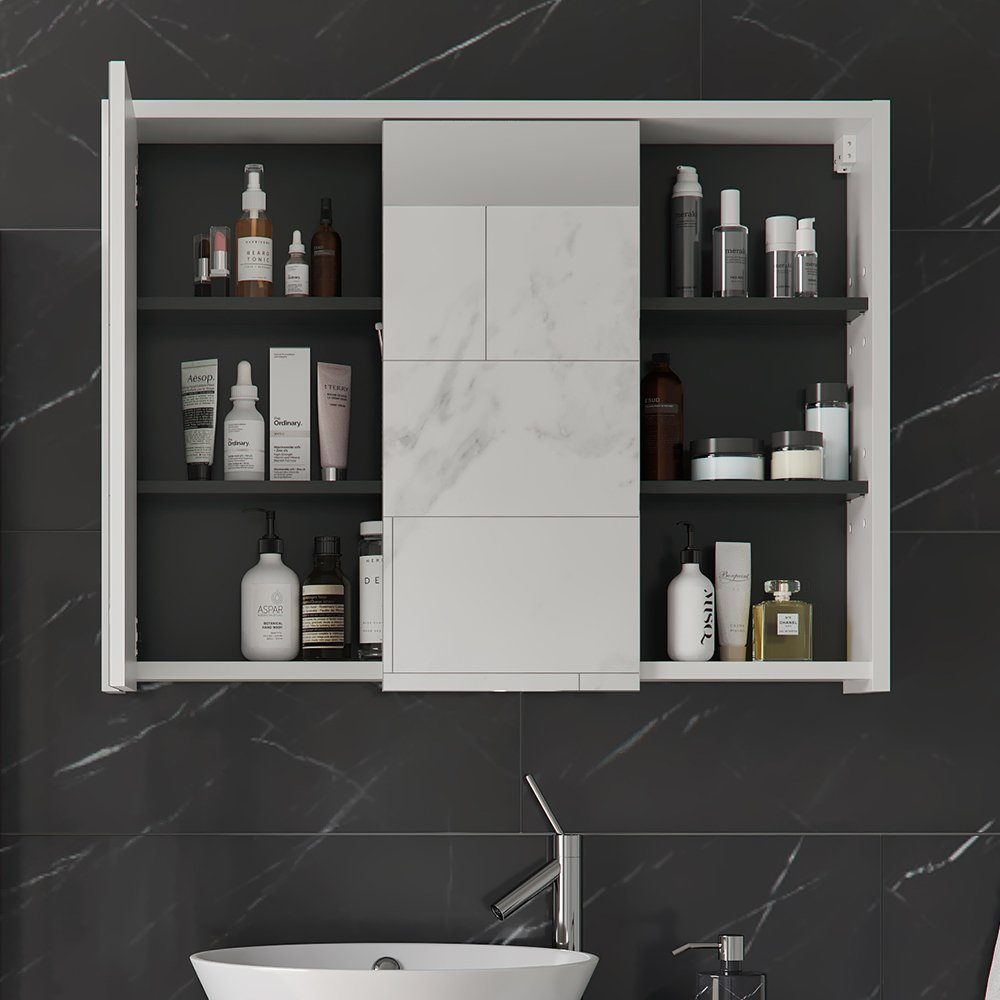 Badezimmerspiegelschrank Spiegelschrank Badspiegel Grau VIOLA Vicco Weiß