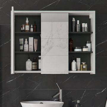 Vicco Badezimmerspiegelschrank Spiegelschrank Badspiegel VIOLA Weiß Grau
