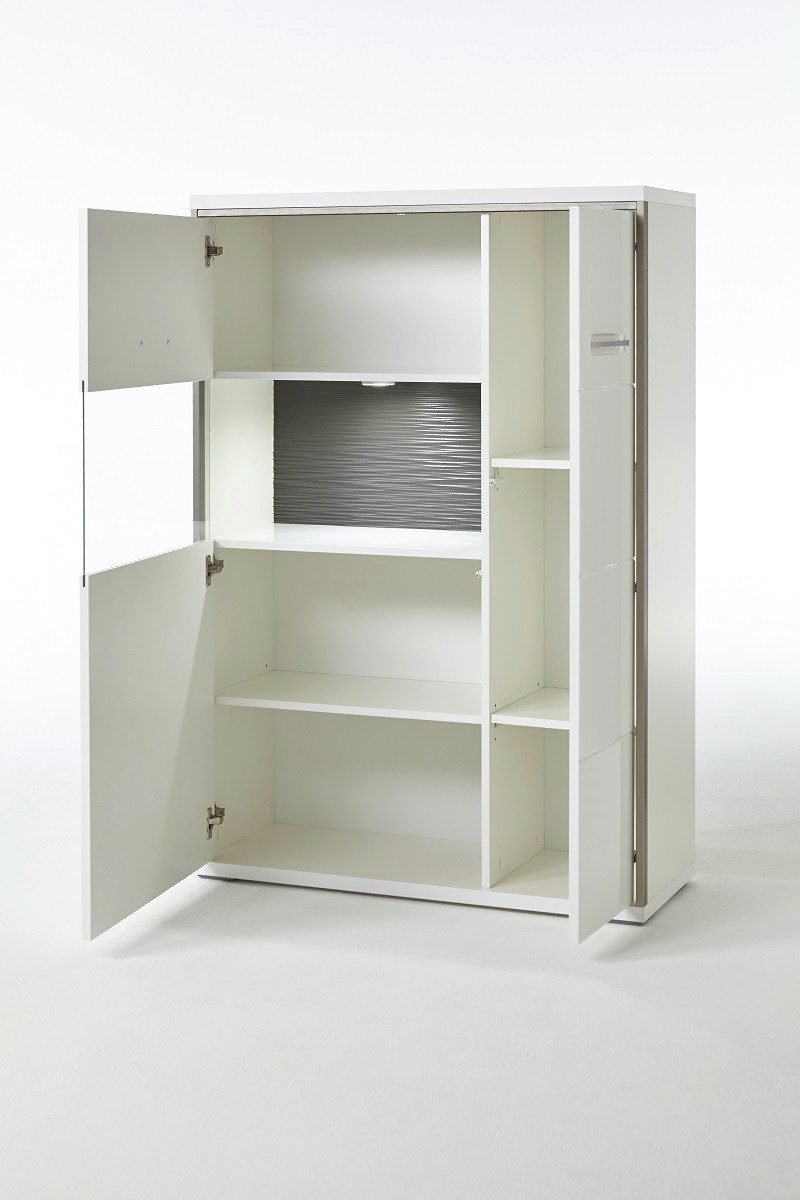 MCA furniture Vitrine Highboard Trento 3, weiß Hochglanz, ohne Beleuchtung