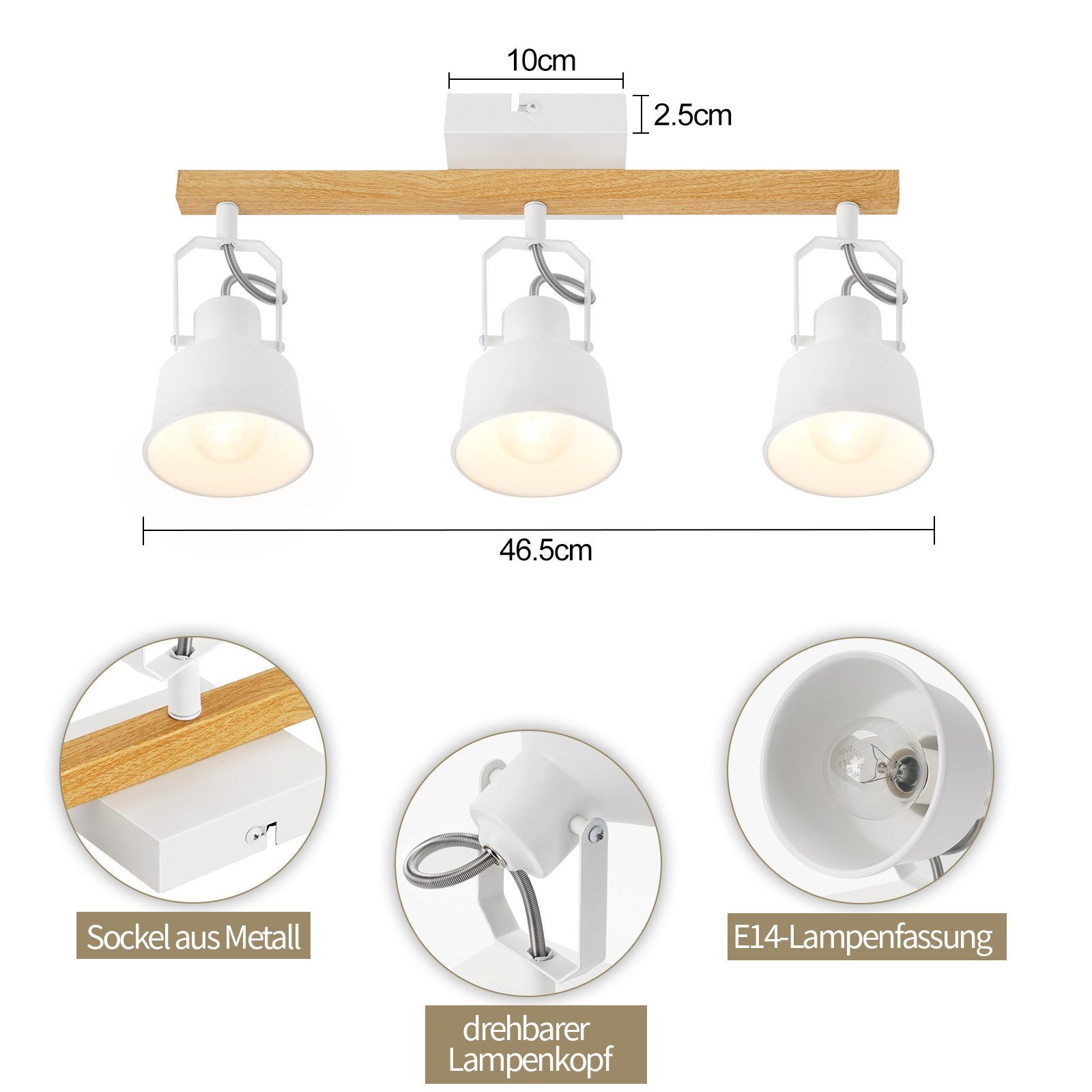 ZMH Deckenstrahler 2/3/4 Flammig 350° Schwenkbar günstig online kaufen