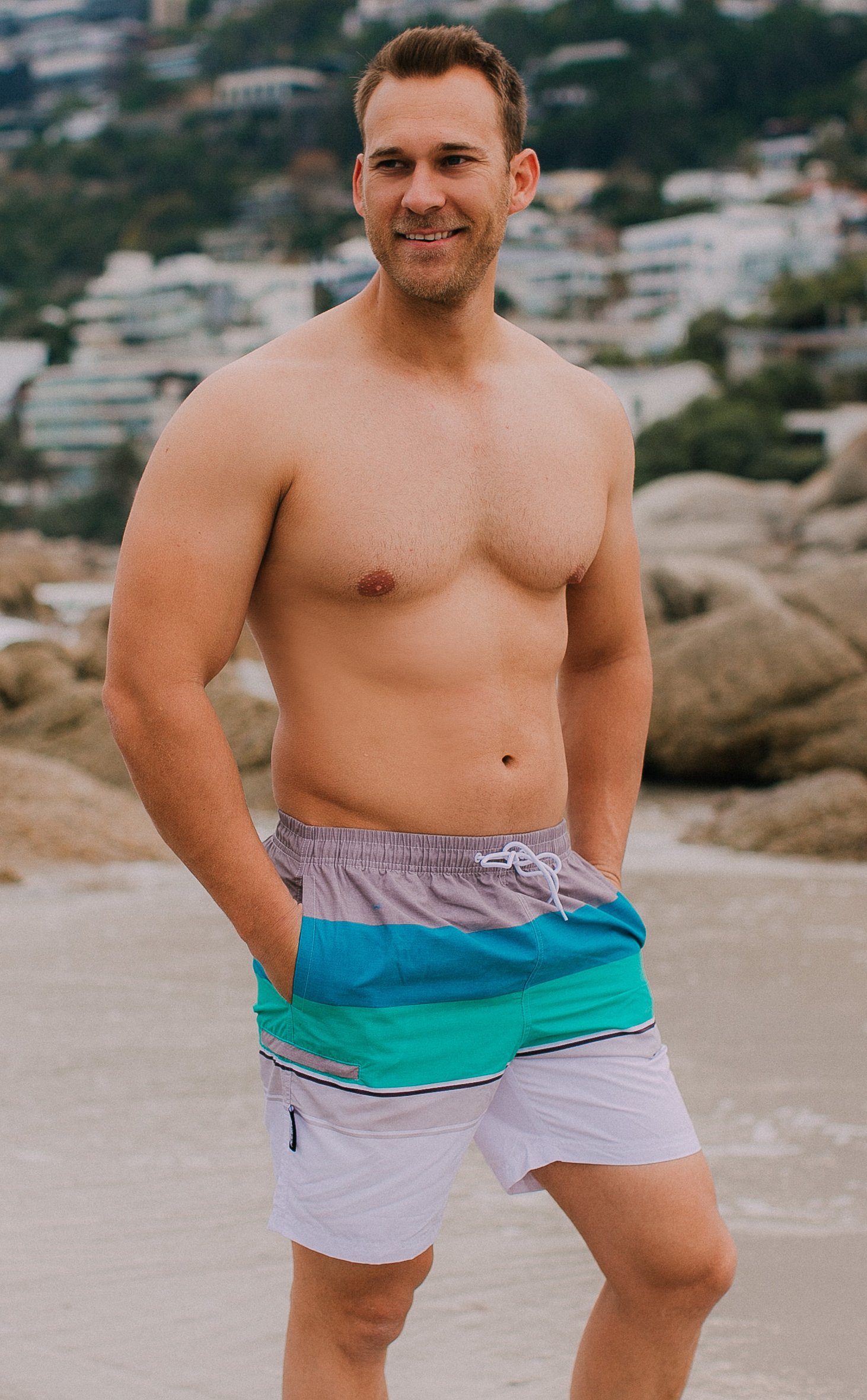 Luvanni Badehose Badehose Herren Schnelltrocknende Beachshorts Style1 Badeshorts Kordelzug Boardshorts Schwimmhose Männer Shorts Hose