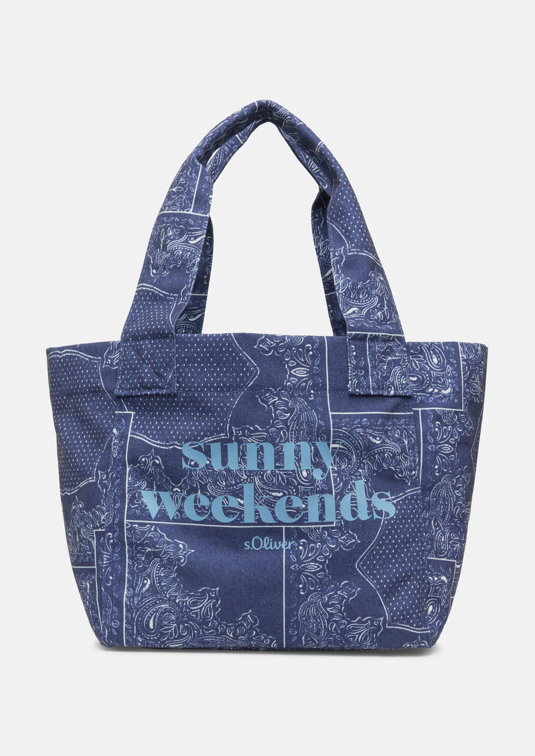 s.Oliver Shopper Tasche, Canvas Shopper mit Paisley-Muster und Kurztragehenkeln