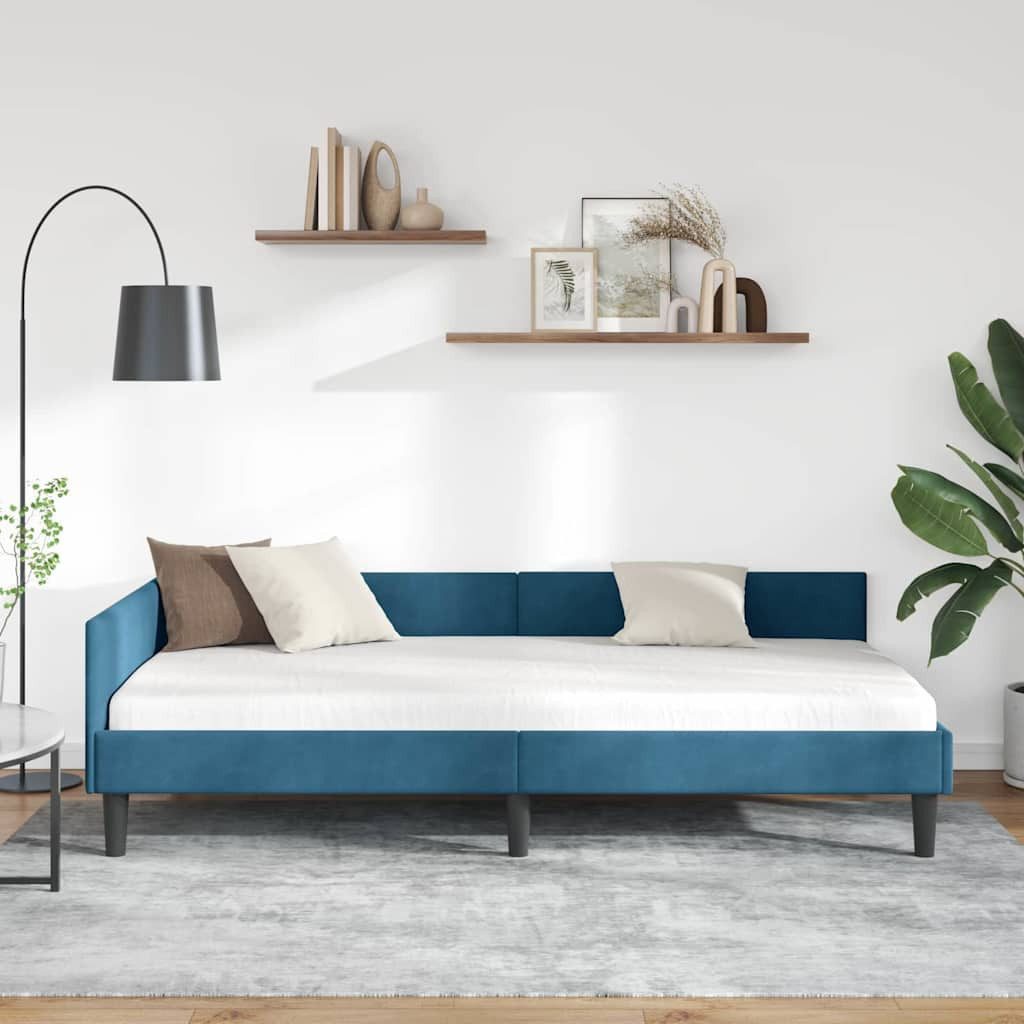 vidaXL Bett Eckbettgestell Blau 80 cm x 200 cm SamtundSperrholz (1-tlg) günstig online kaufen