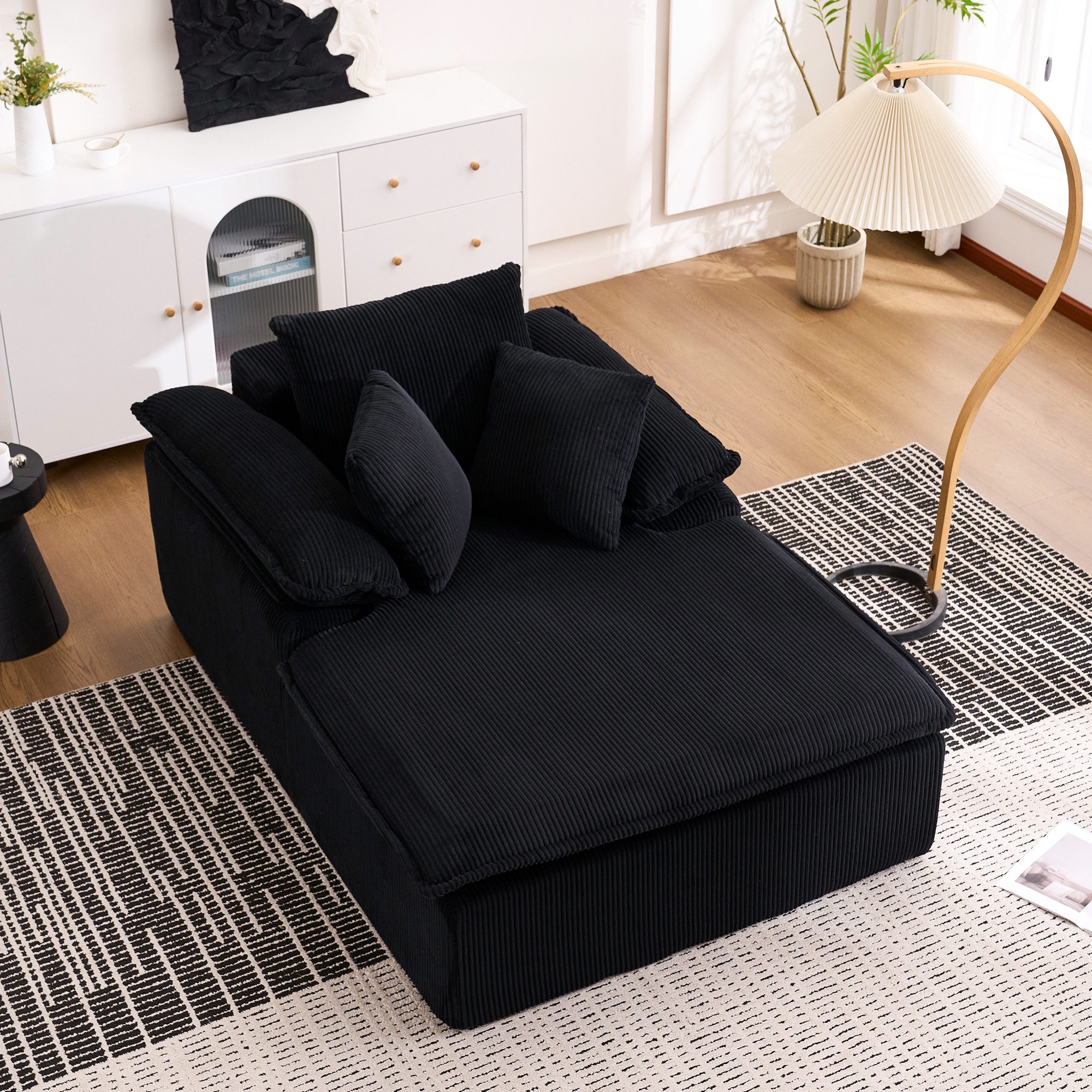 Odikalo Loungesofa Schlafsofa Relaxsofa Freizeitsofa Polstermöbel mehrfarbig, Ein 122 cm hohes, rahmenloses Relaxsofa im Indoor-Stil. Es bietet hohen Lesekomfort, ist mit breiten Armlehnen ausgestattet und muss nicht montiert werden.