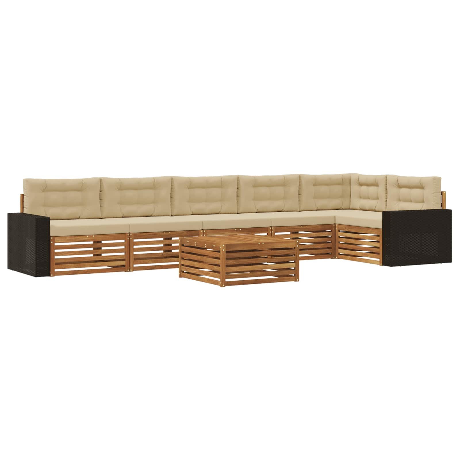 Gartenlounge-Set Outdoor-Sofagarnitur 7 pcs Natur und Beige 79 x 79 x 37 cm