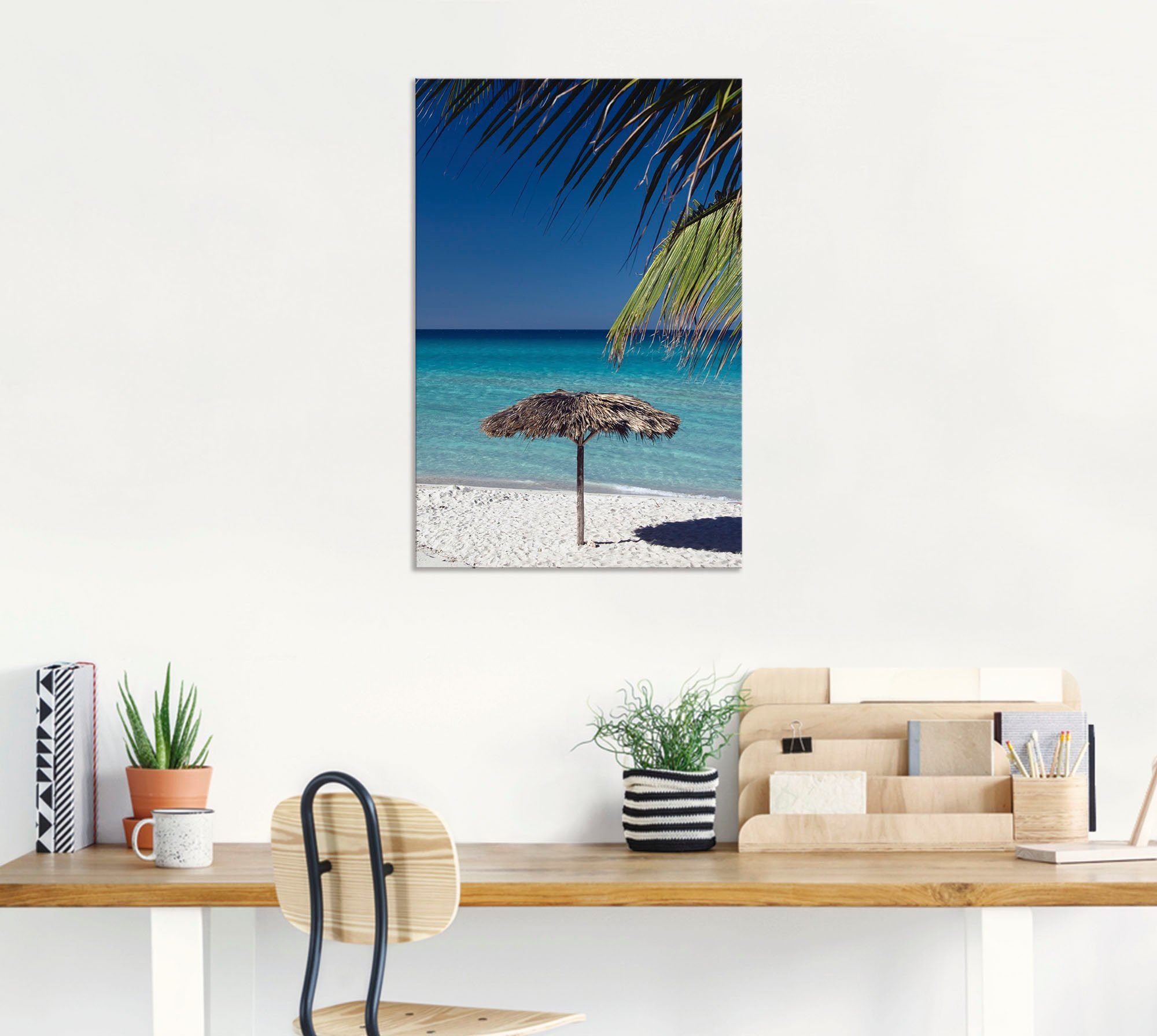 oder Leinwandbild, Poster in Sonnenschirm Wandbild Alubild, Amerika Artland versch. Strand, am als Wandaufkleber Größen St), (1