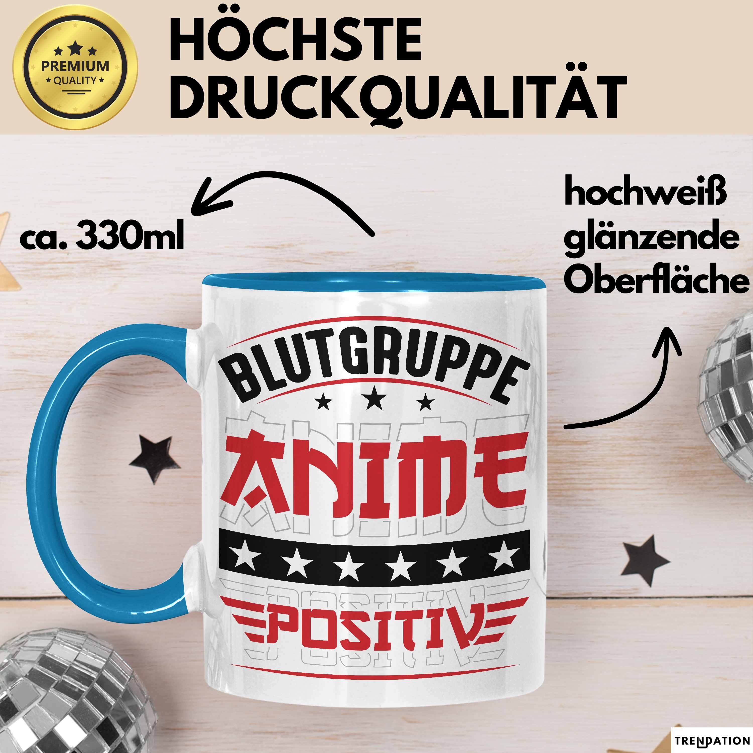 Trendation Tasse Anime Tasse Geschenk Blutgruppe Otaku Lustig Manga Kawaii