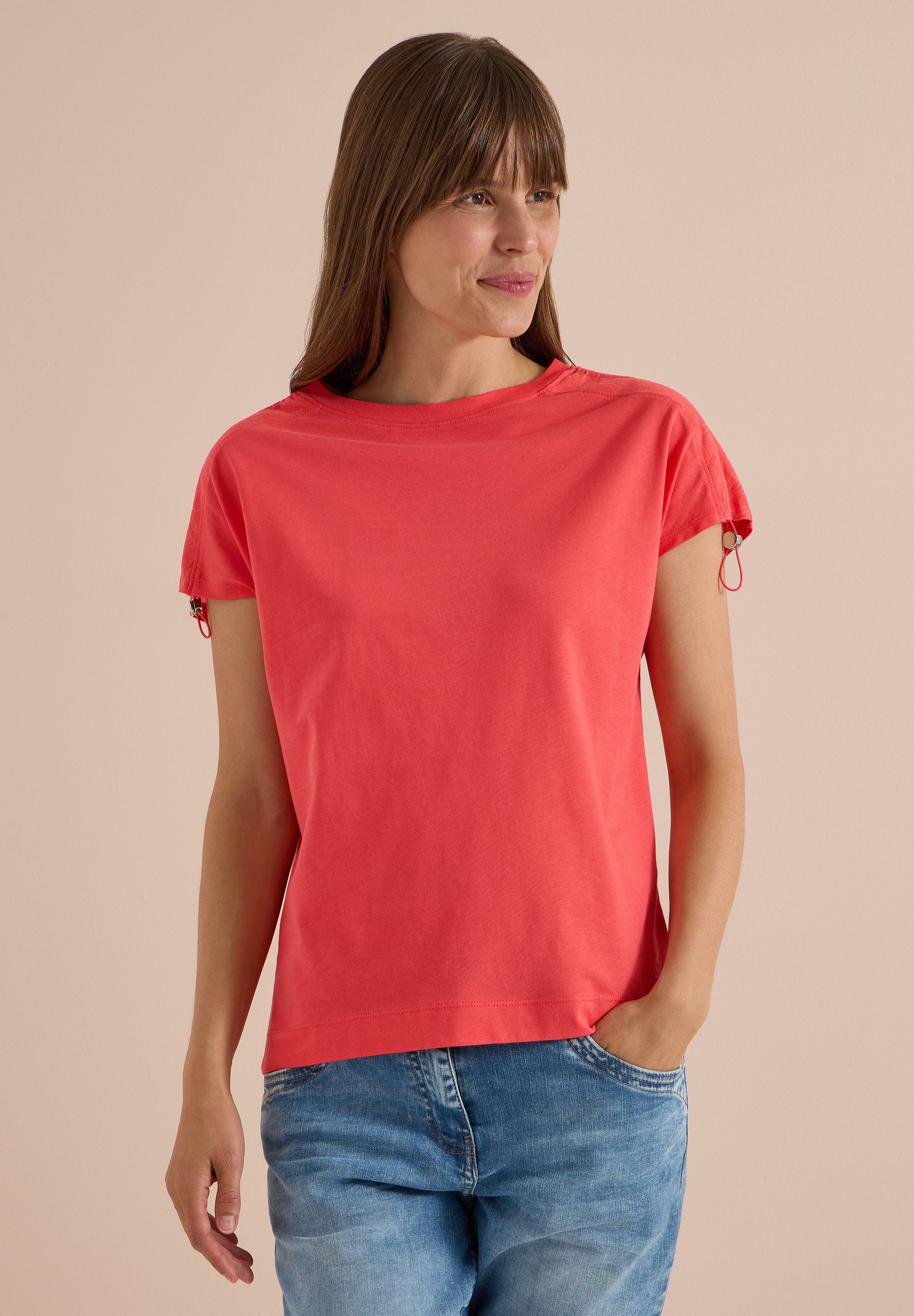 CECIL T-Shirt mit gerafften Ärmeln