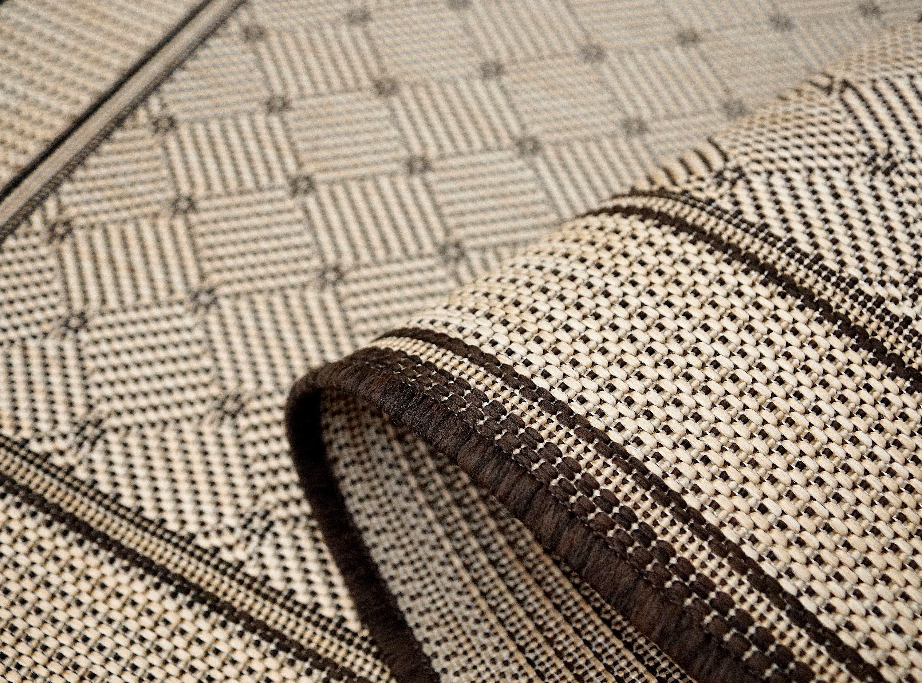 Teppich Faberg, andas, rechteckig, pflegeleicht, Sisal-Optik, mm, mit 5 braun Bordüre, Flachgewebe, Höhe: Scandi