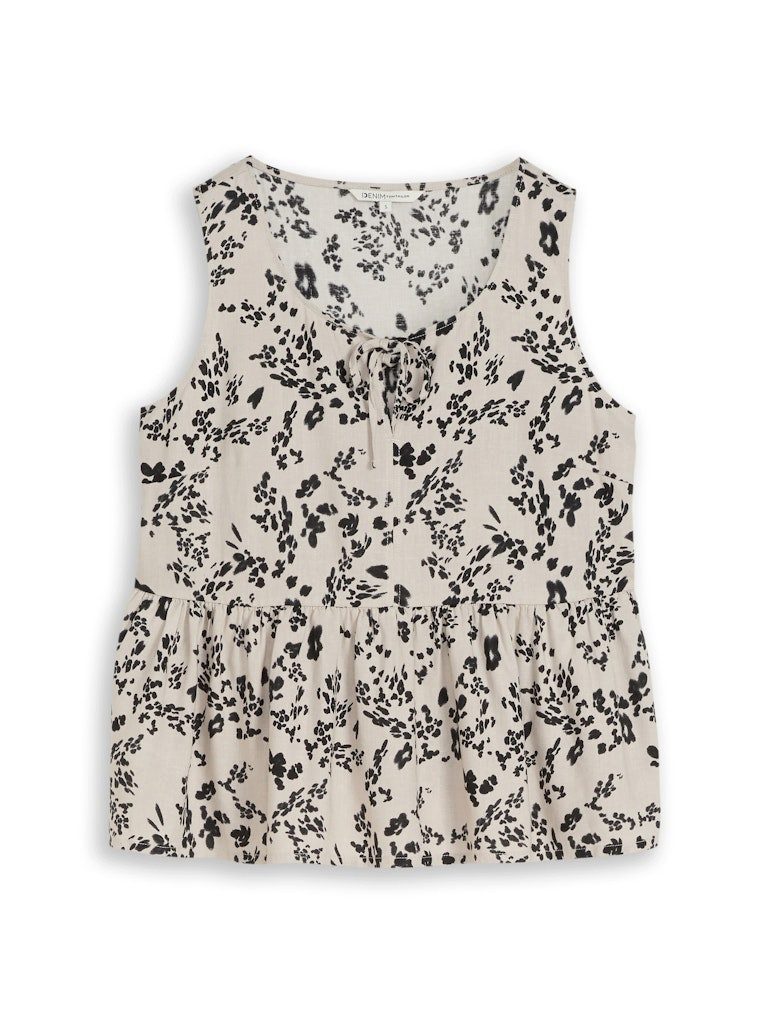 TOM TAILOR Denim Blusentop linen mix blouse with bow