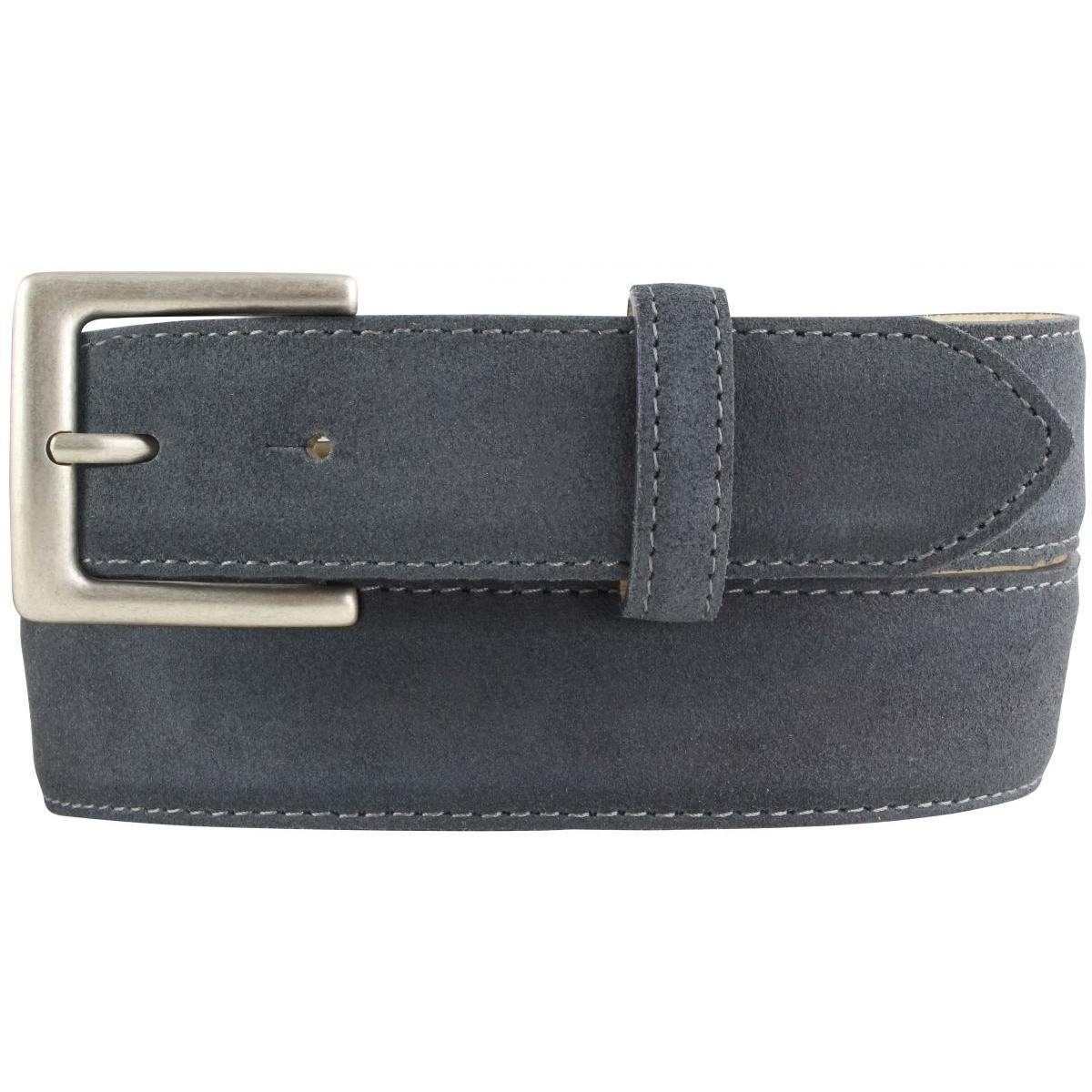 BELTINGER Ledergürtel Gürtel aus Veloursleder 3,5 cm - Velour-Ledergürtel für Herren 35mm - Anthrazit, Altsilber