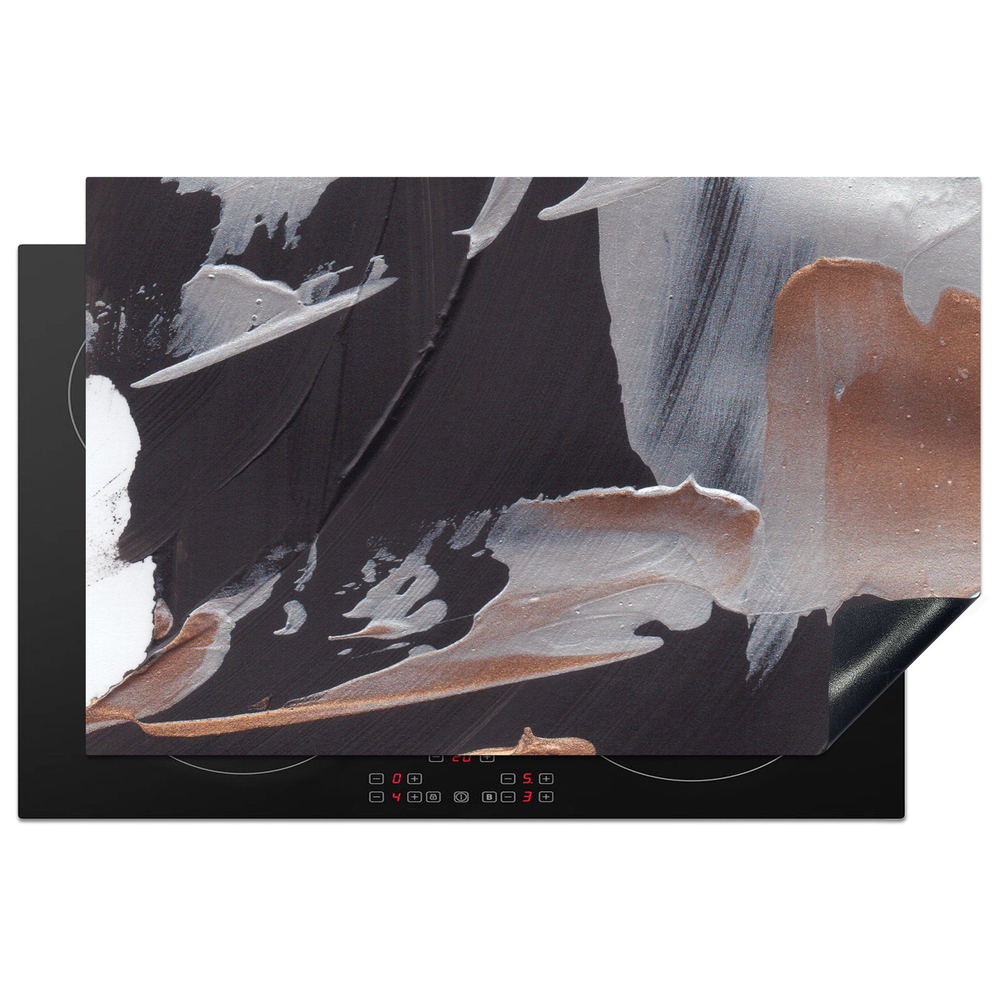 MuchoWow Herdblende-/Abdeckplatte Abstrakt - Farbe - für 81x52 die Schutz (1 Induktionskochfeld Gold, tlg), Ceranfeldabdeckung cm, küche, Vinyl