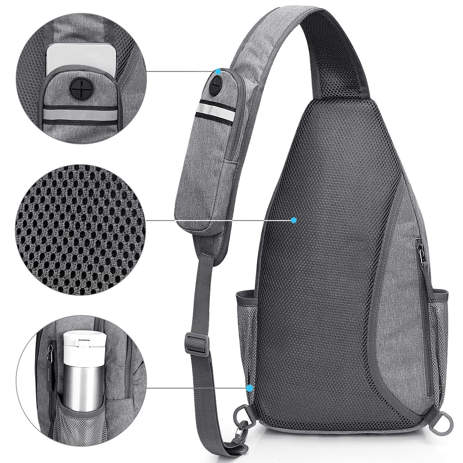 G4Free Schultertasche RFID-blockierender Sling-Rucksack mit Brusttasche, Brusttasche RFID-Blockierung Tourenrucksack Reiserucksack Rucksack – Bild 5 von 5