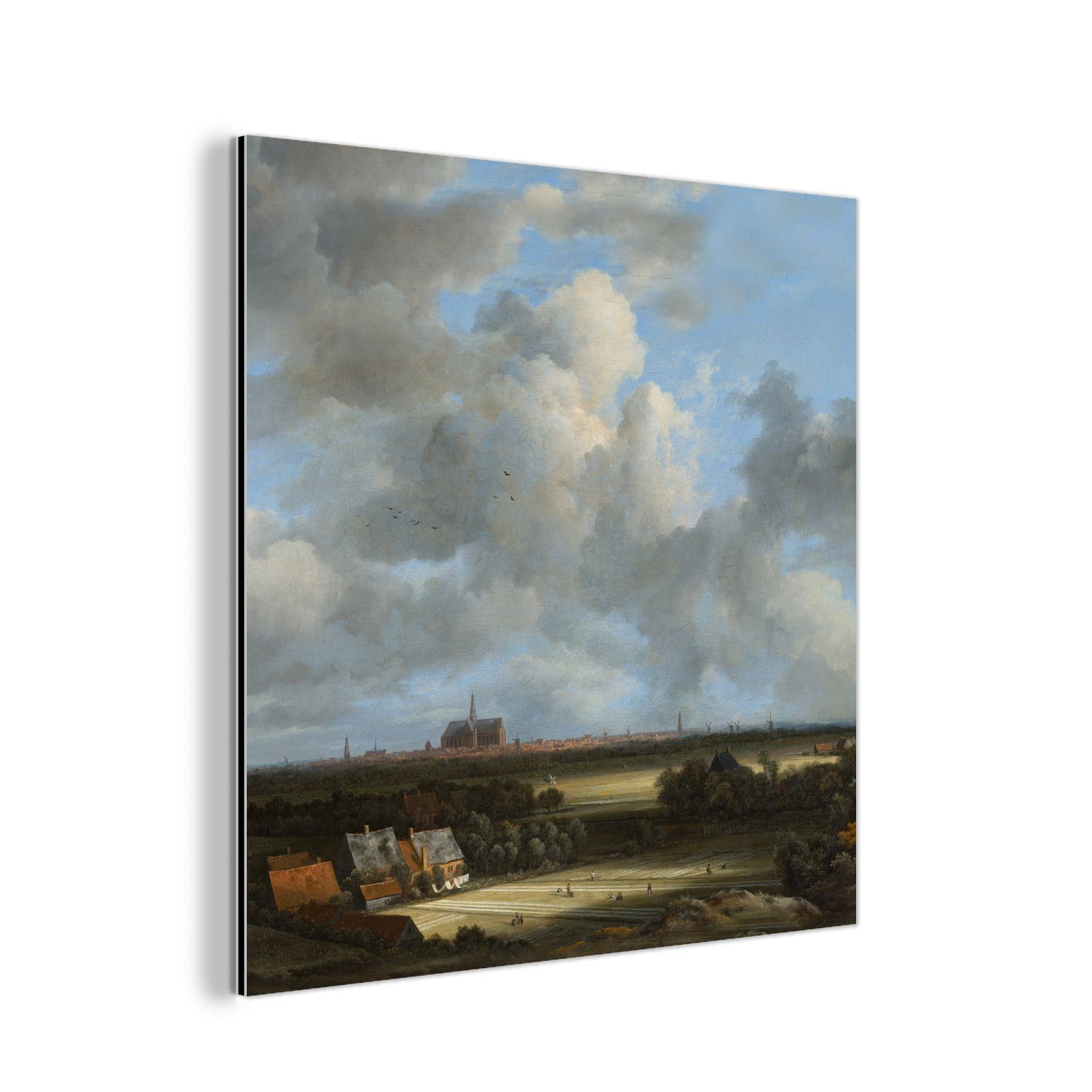 MuchoWow Metallbild Ansicht von Haarlem mit Tribüne - Gemälde von Jacob van Ruisdael, (1 St), Alu-Dibond-Druck, Gemälde aus Metall, Aluminium deko