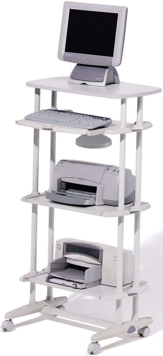 Computertisch Computertisch 4 Etagen rollbar grau
