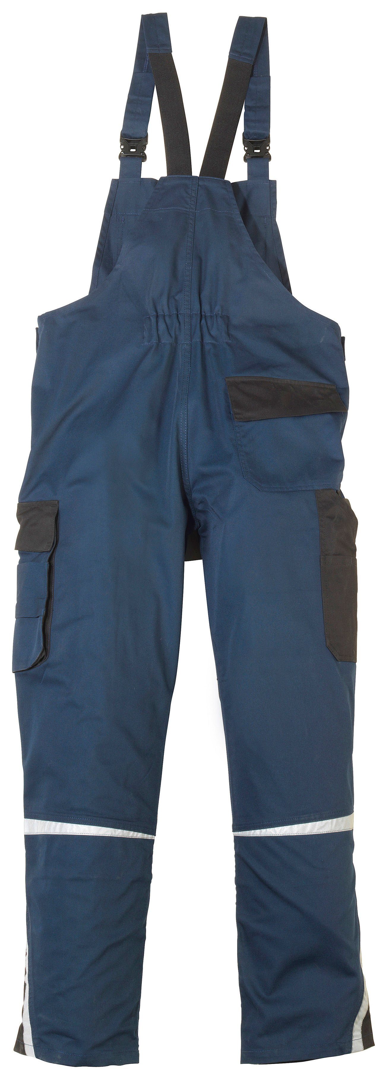 blau-schwarz mit safety& more Latzhose Reflexeinsätzen Pull