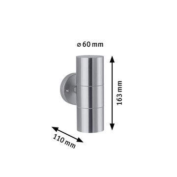 Paulmann Außen-Wandleuchte Flame IP44 60mm max. 2x10W 230V Edelstahl gebürstet Edelstahl, ohne Leuchtmittel