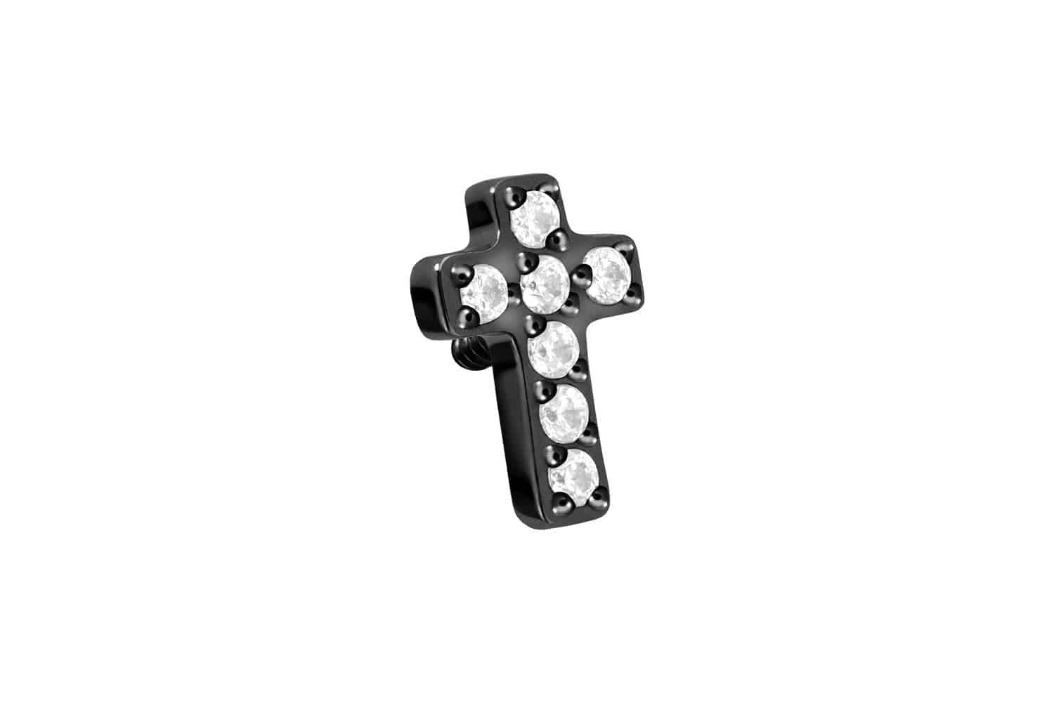 Piercing-Set Titan Schraubaufsatz mit Außengewinde KRISTALLKREUZ