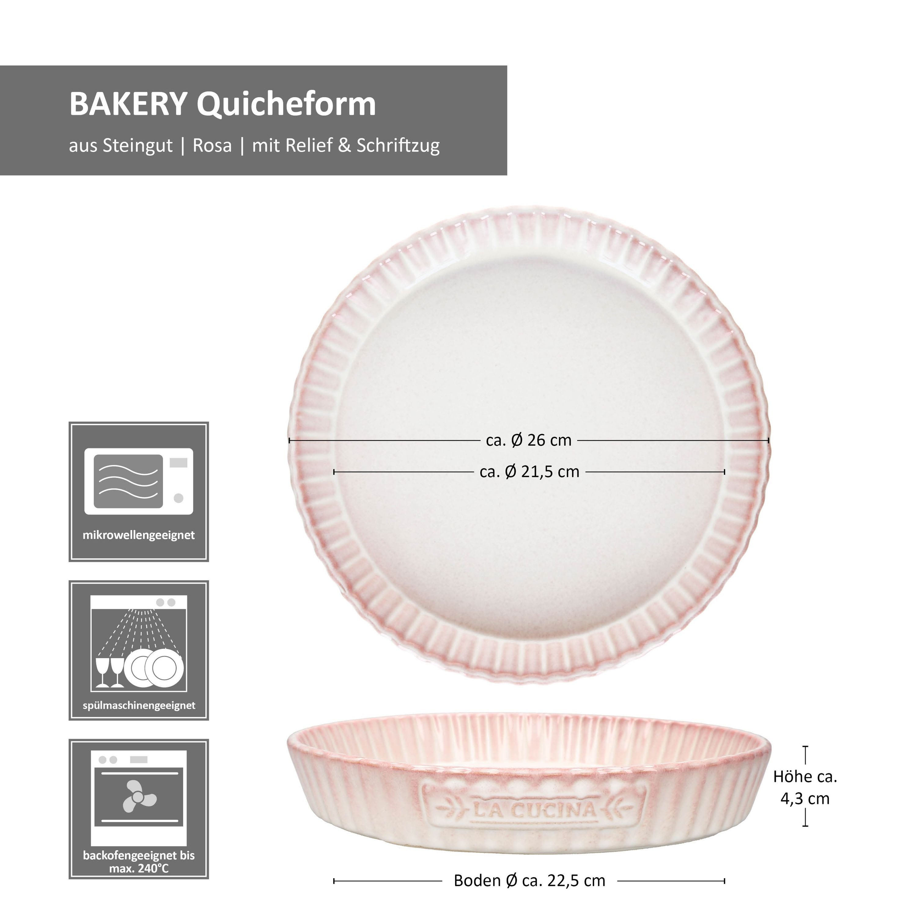 MamboCat Quicheform Bakery Rosa Quicheform Ø26cm Steingut Tarte Kuchenform Backform Pie – Bild 3 von 5
