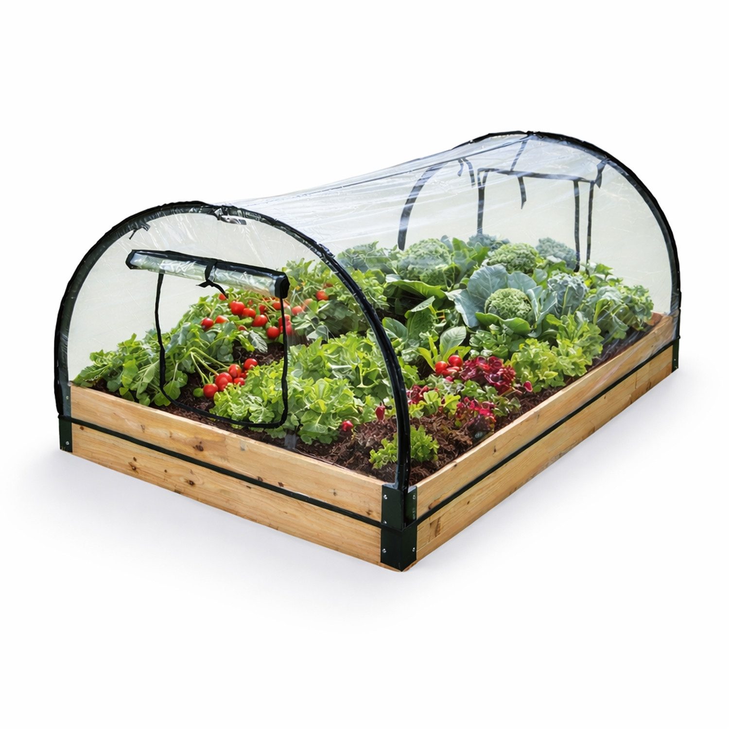 Mojawo Gewächshaus Frühbeet Gewächshaus mit Holzrahmen Treibhaus PVC und Holz 120x80x50cm