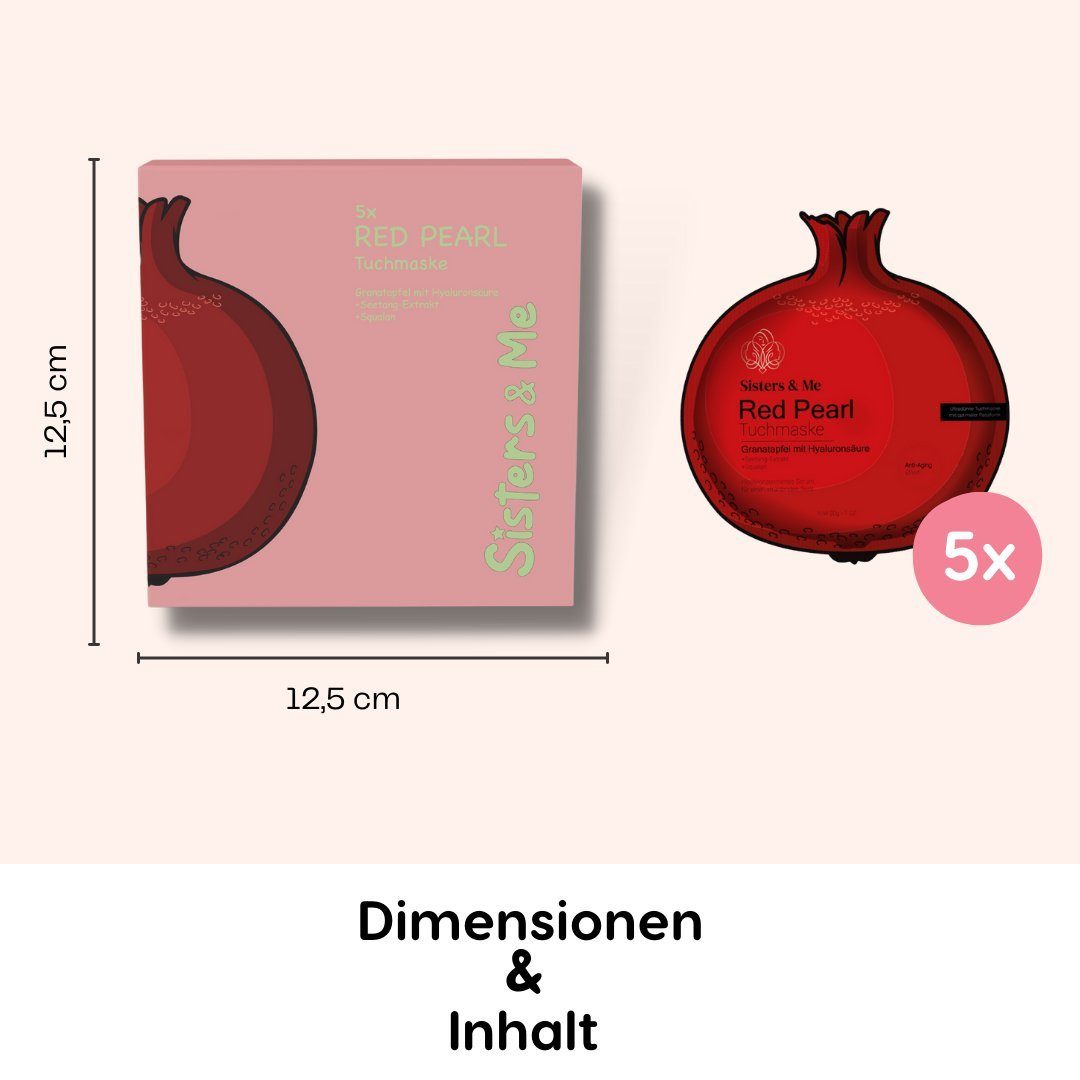 Sisters & Me Grüner Tee Gesichtsmasken 5x – Mit Hyaluron, Traubenkernöl & Zaubernuss, Vegan, Beruhigend