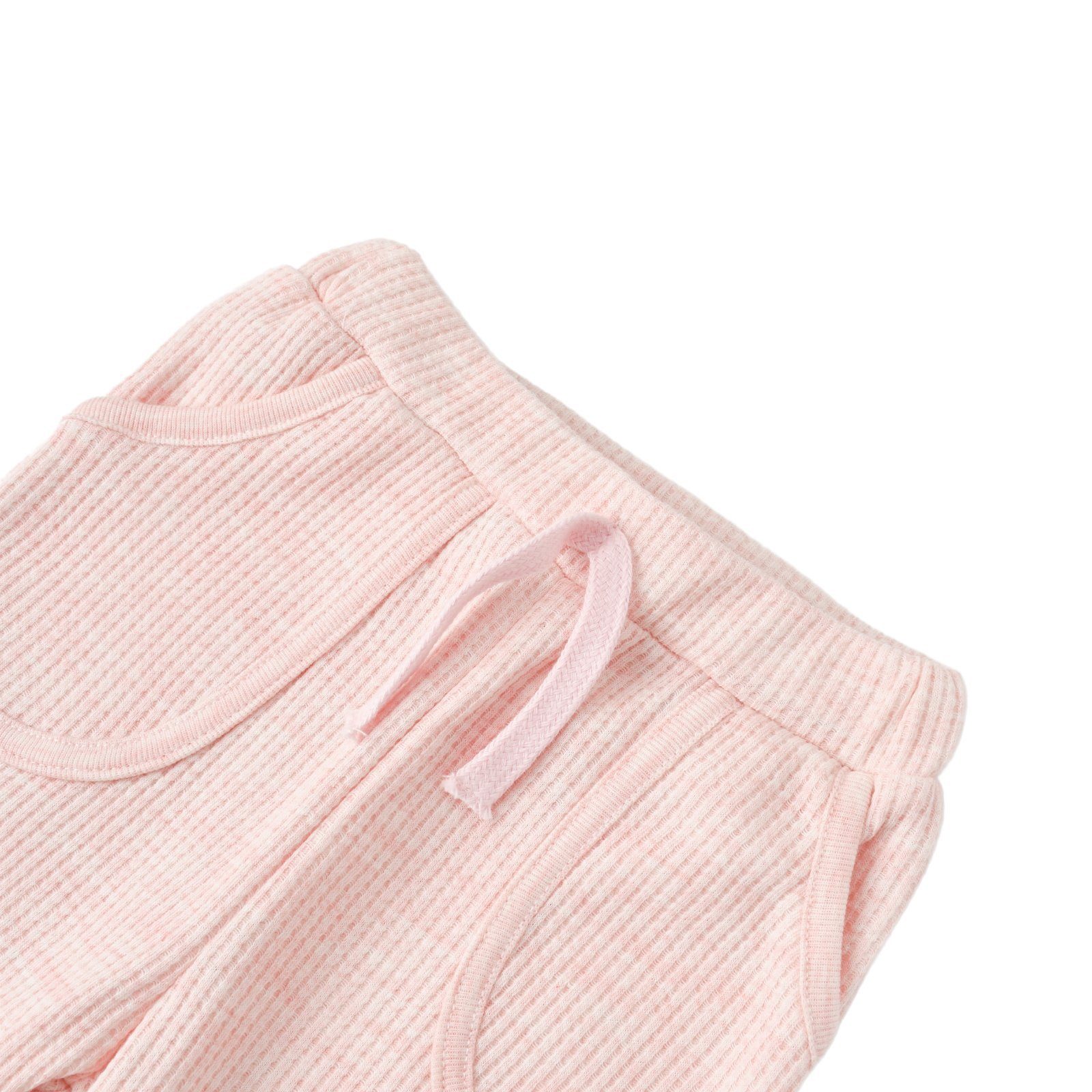 Set biorganic Bio-Baumwolle, (Pyjama-Set, & Unisex Langarmshirt Baby 2 GOTS-zertifiziert Mädchen Schlafanzug Jungen und Hose) Waffle-Struktur, für Hose Waffle Nature Shirt rosa In 100% + tlg.,