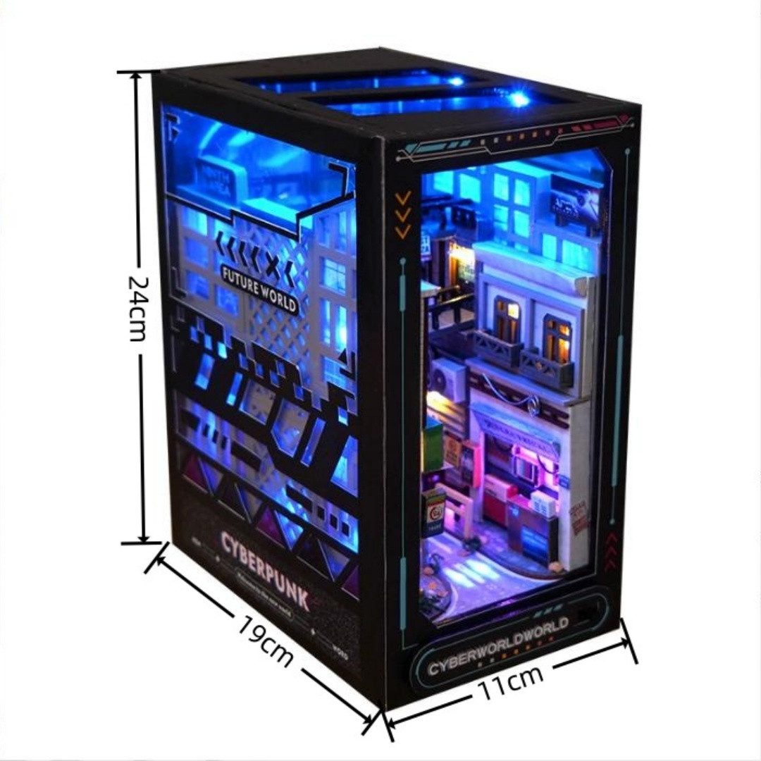 Kityhome Modellbausatz 3D LED Bücherregal-Diorama "Cyberpunk" mit Spiegel-E günstig online kaufen