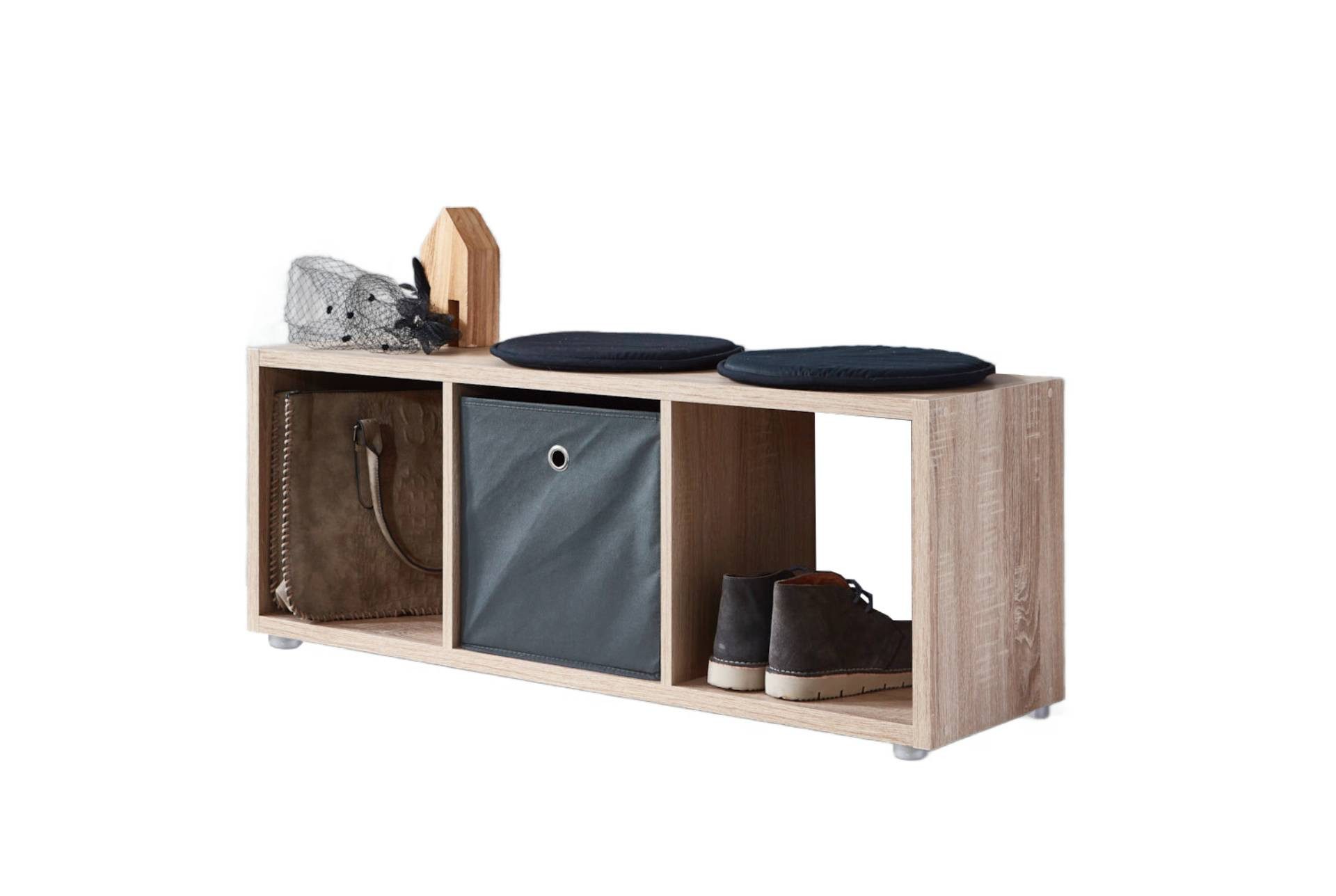 BMG Möbel Sitzbank NIZZA (Garderobenbank mit 3 Fächern), Made in Germany günstig online kaufen