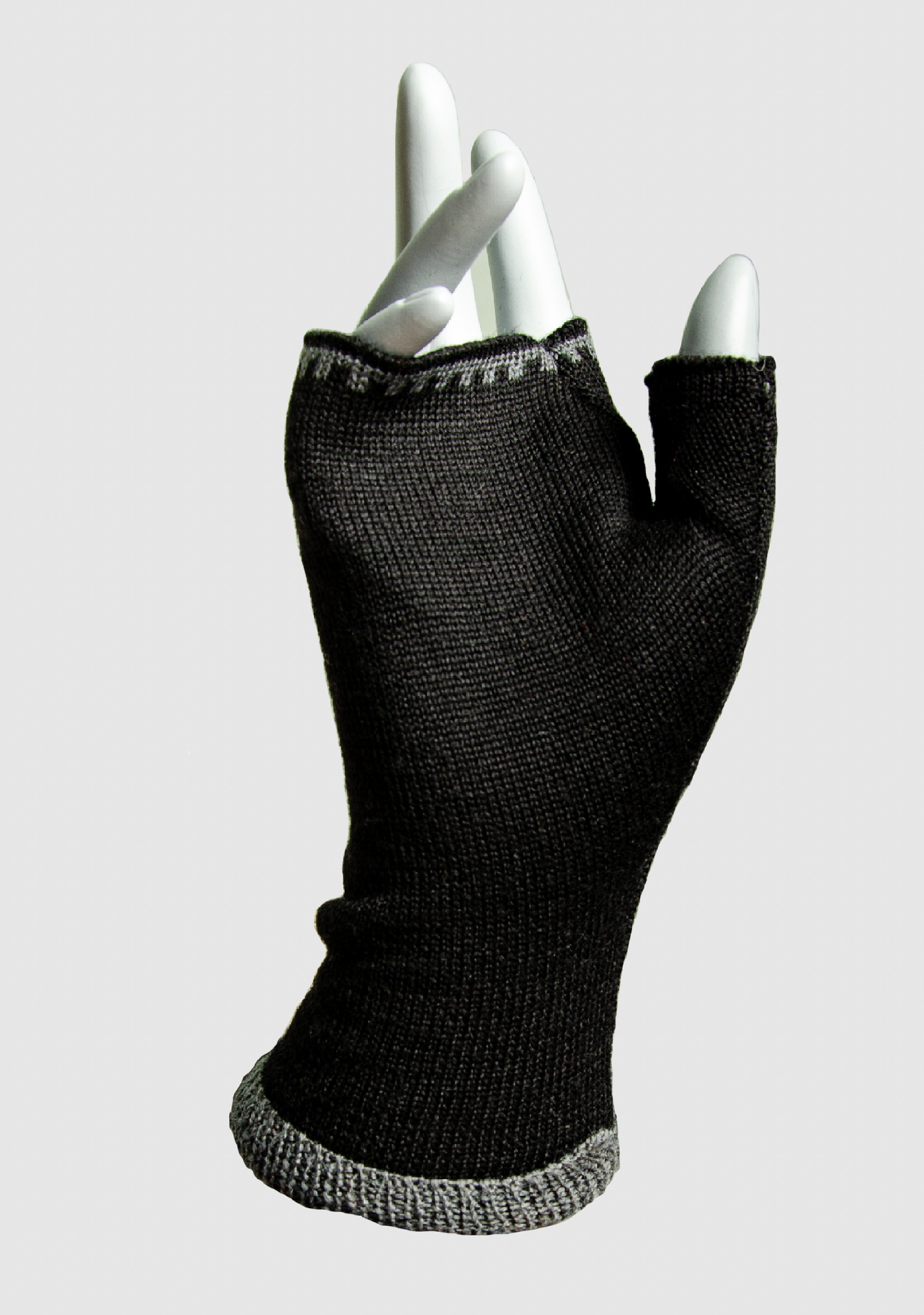 in Daumen fashion Farben schwarz Strickhandschuhe slow Handwärmer mit schönen Merino LANARTO