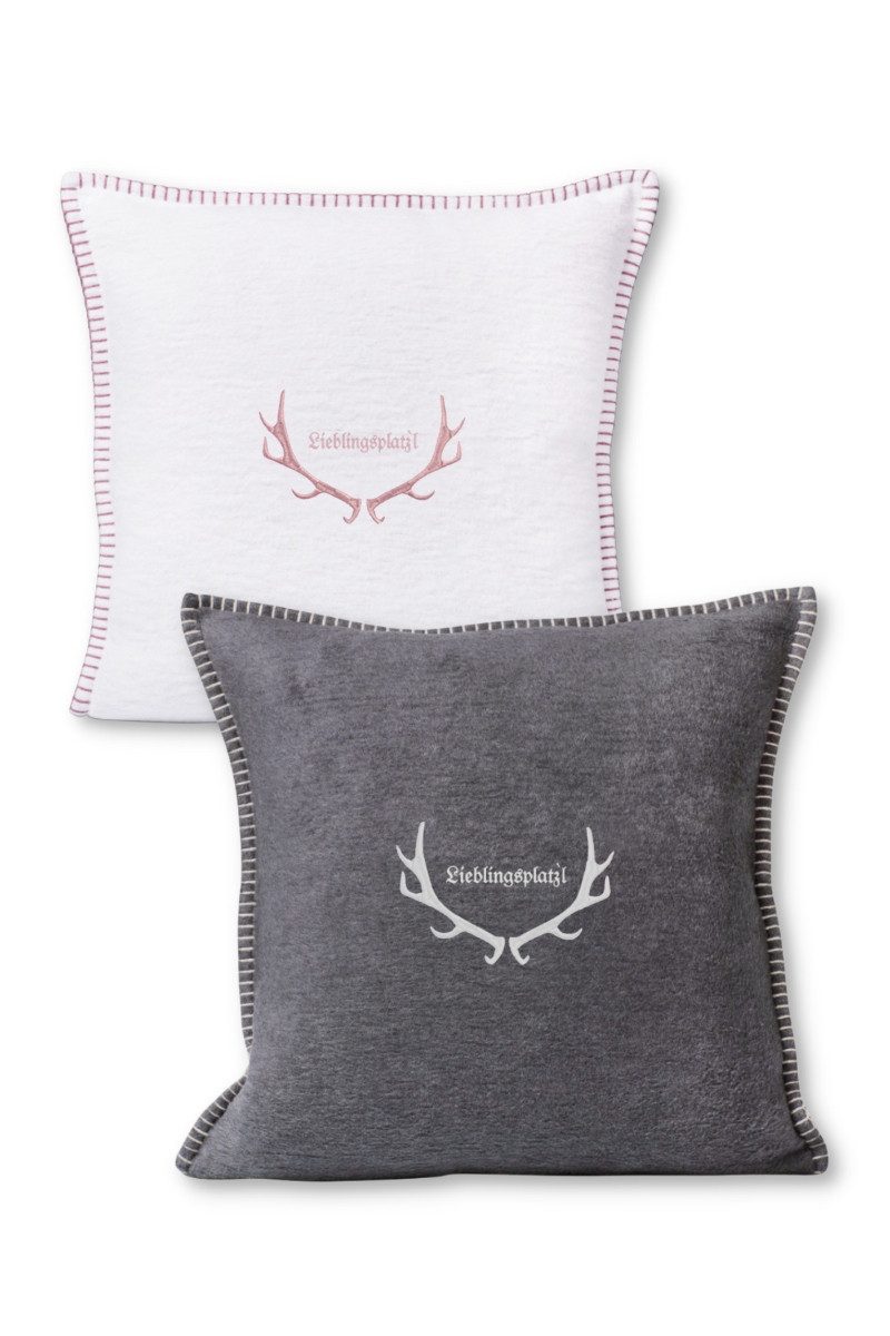 Tre-Pini Tegernsee GmbH & Co. KG Kissenhüllen Kissenhülle - LIEBLINGSPLATZL - graphit, offweiß