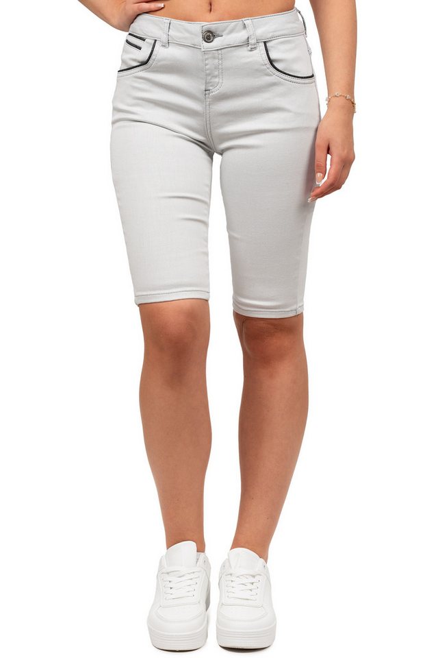 Cipo & Baxx Shorts Damen Regular Fit Shorts Mid Waist BA-WK196 mit Knopf- und Reißverschluss für zeitlosen Stil