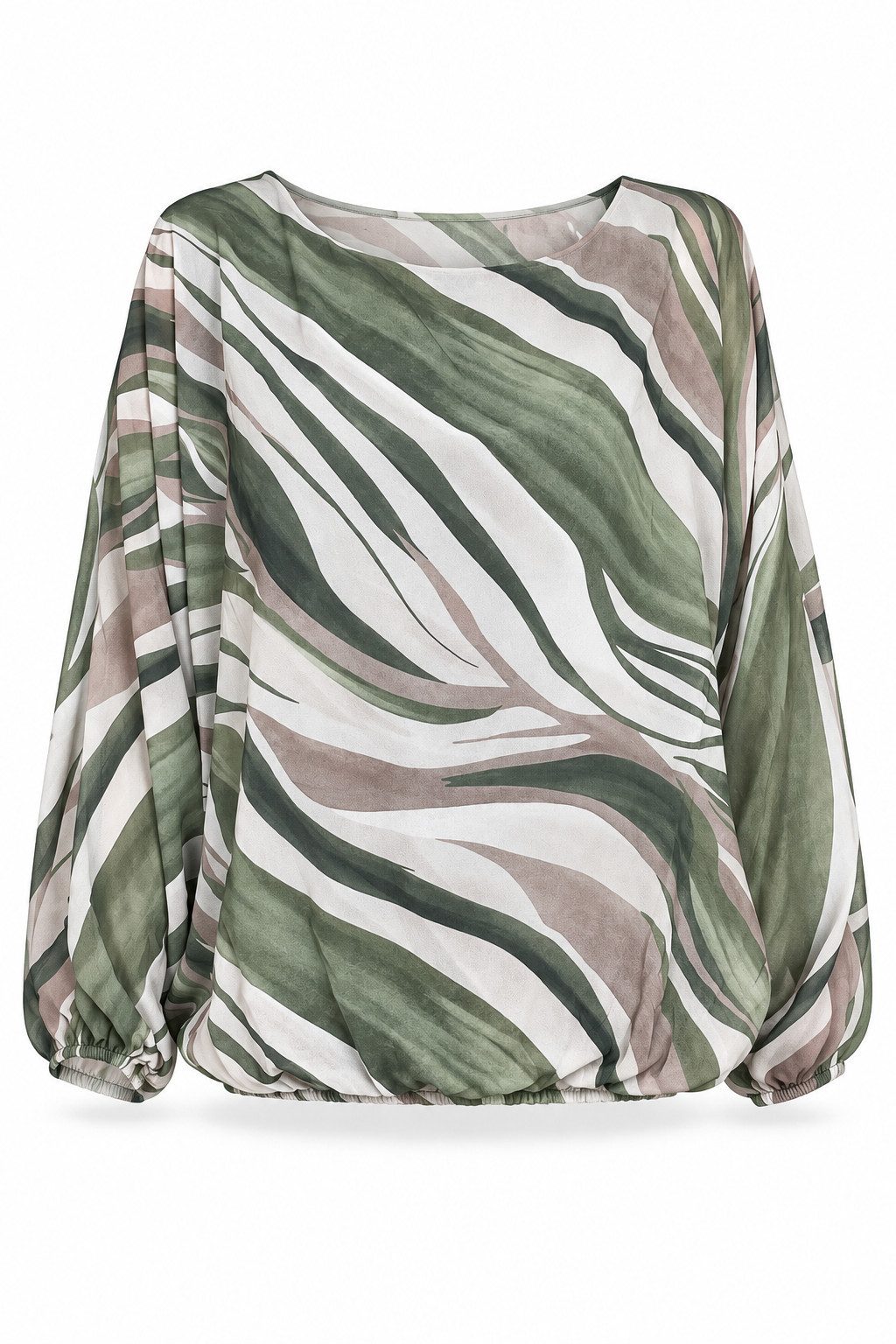 ITALY VIBES Langarmbluse - Luftige Chiffonbluse mit Print und Gummibund für Damen ONE SIZE - passend für Größen S bis XL