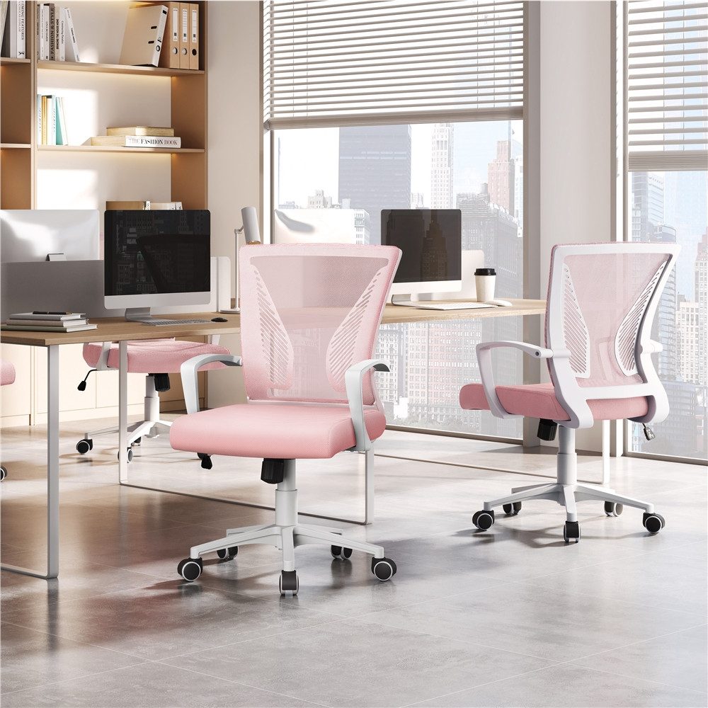 Yaheetech Bürostuhl aus Mesh-Gewebe Höhenverstellbarer Schreibtischstuhl, Ergonomischer Drehstuhl Arbeitsstuhl Computerstuhl mit Wippfunktion