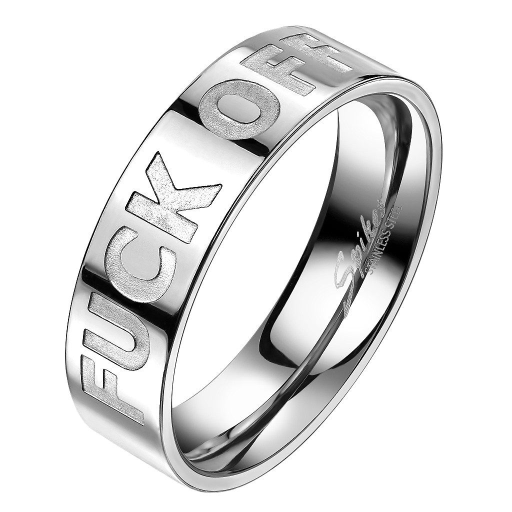 Taffstyle Fingerring F-Off gravierter Biker Ring Edelstahl Silber poliert Размер 55 (17.5) (Rocker Schmuck Bikerschmuck Fingerring), Damen Herren Fingerring Herren Ring Massiv Breit Herrenring Männer
