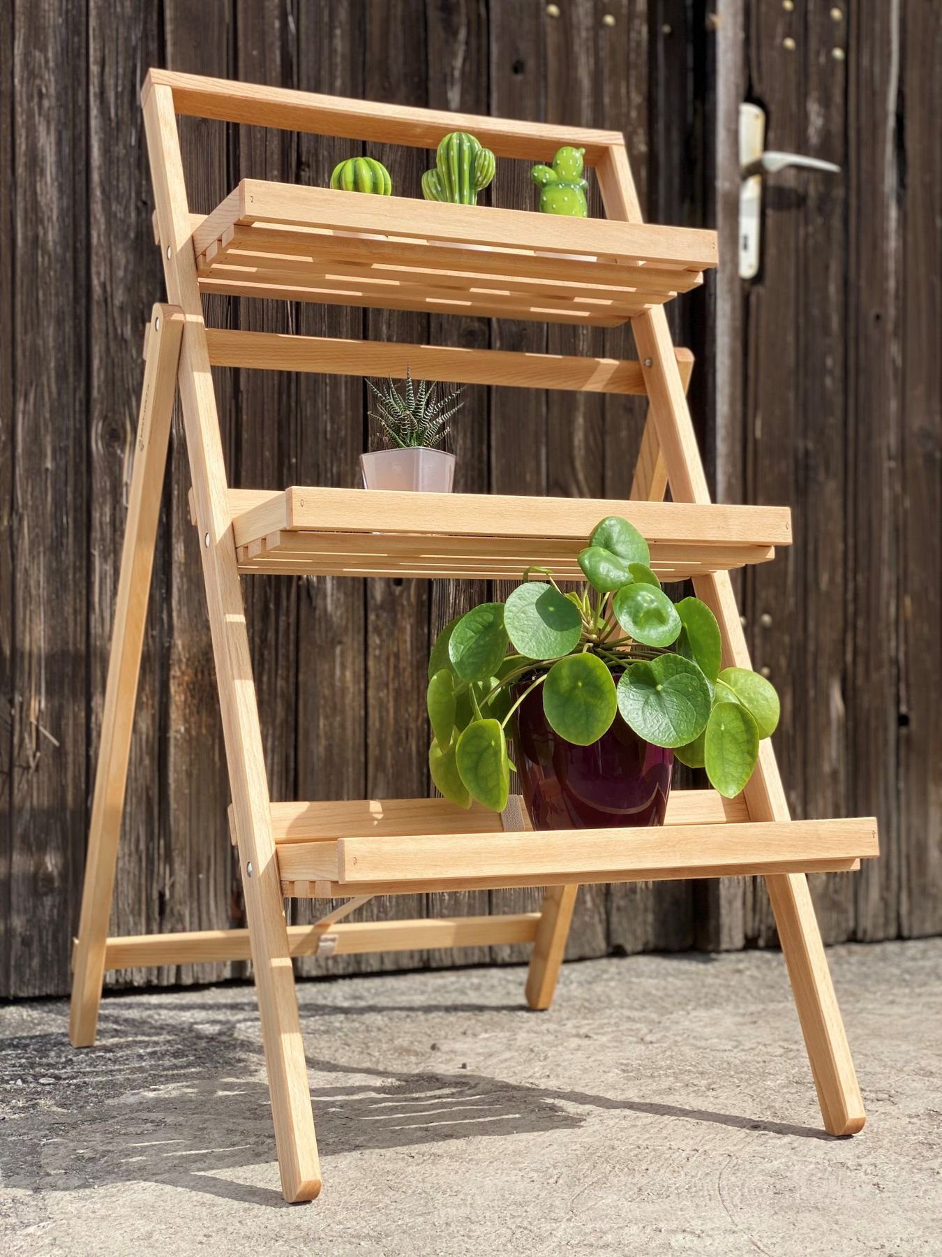 Buche ERST-HOLZ Blumentreppe Kräuterregal Wandregal Blumenständer klappbar