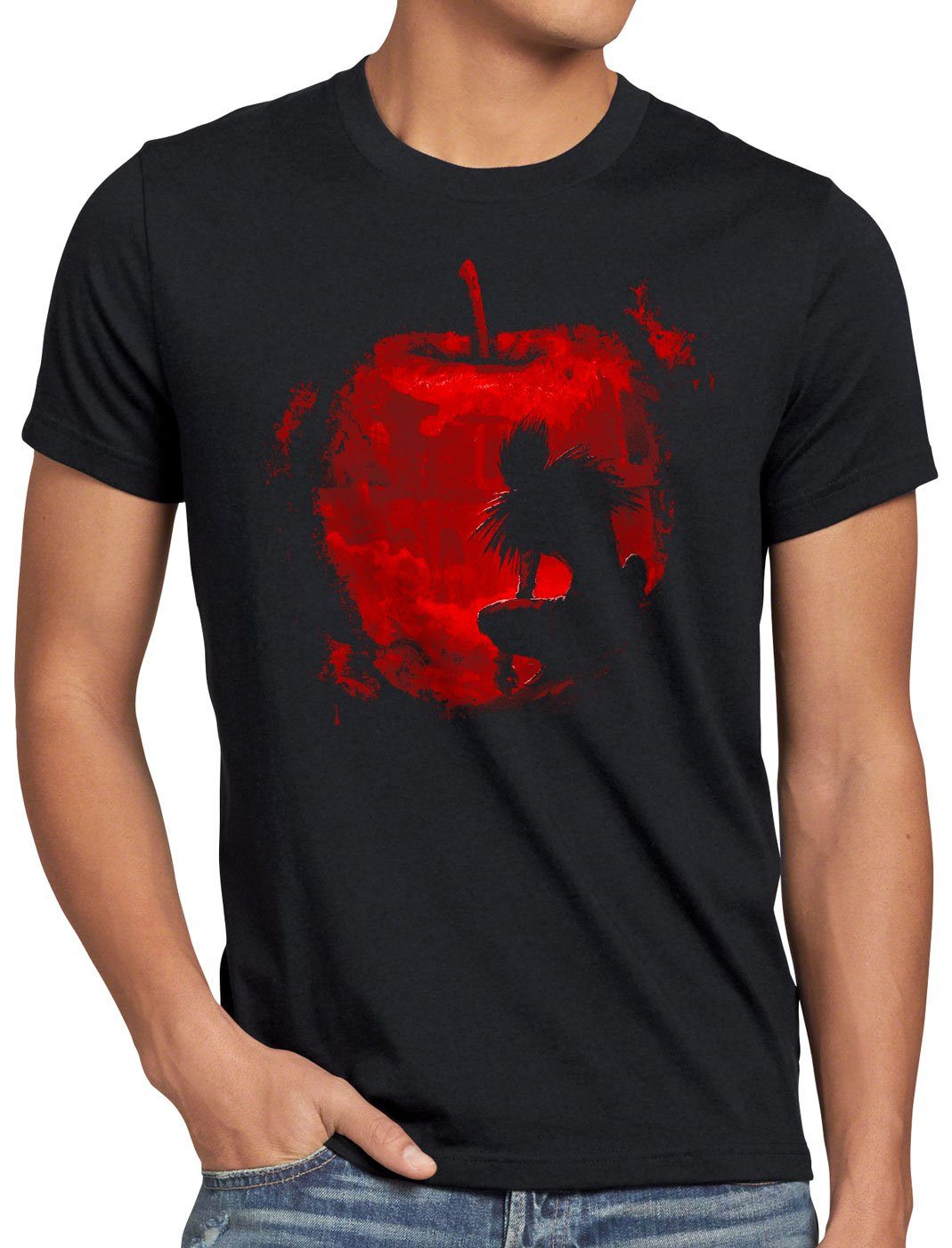 style3 Print-Shirt Herren T-Shirt Shinigami Apfel death manga anime note