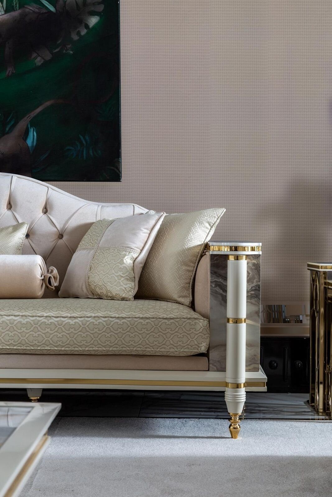 Sitzer Neu, Chesterfield Wohnzimmer 3 Made Sofa Luxus Beige Europe Sofa Design JVmoebel in Möbel