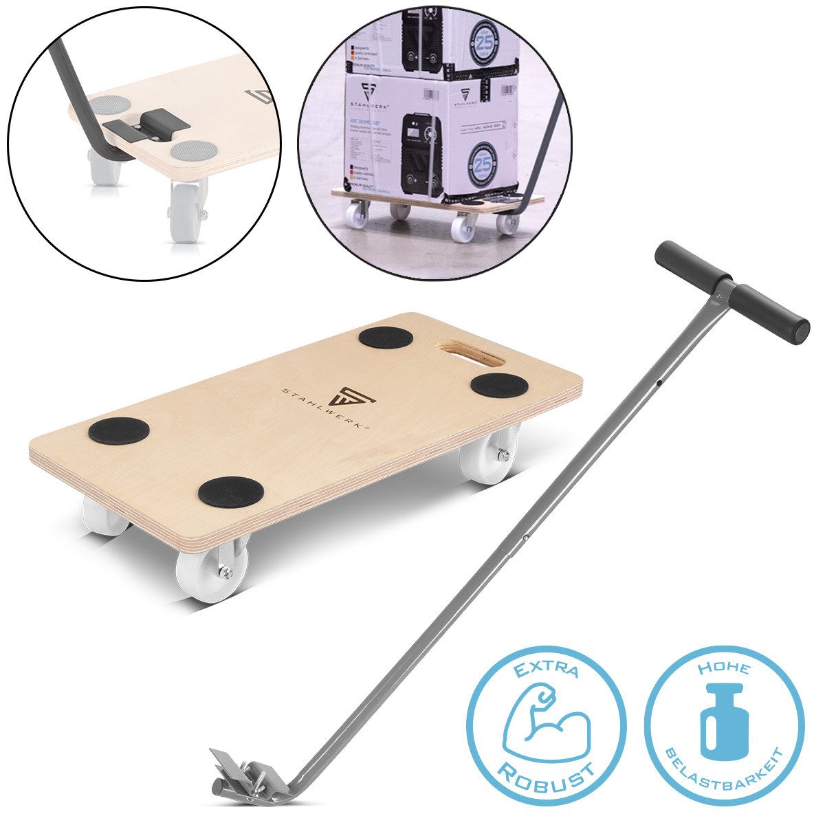 Rollbrett Rollwagen TR-250 ST mit Handgriff