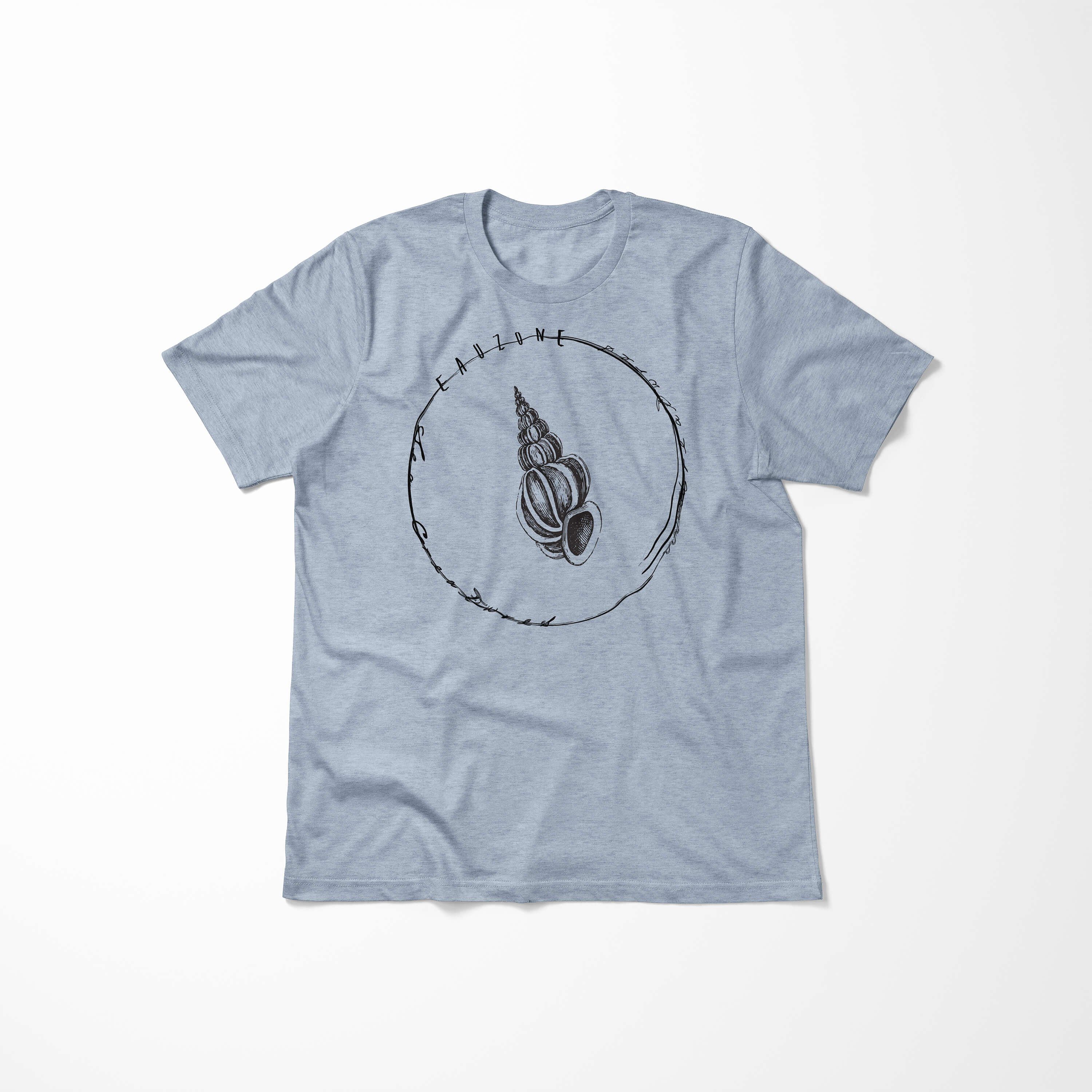 Denim Sea Struktur - Fische 026 Sinus T-Shirt und T-Shirt / Creatures, Serie: Sea Stonewash sportlicher Schnitt Tiefsee feine Art
