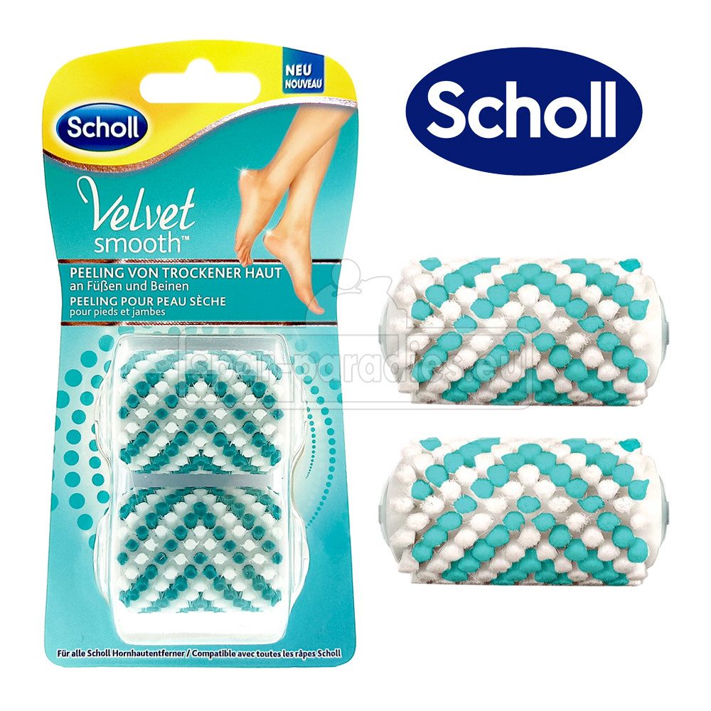 Scholl Peelingbürstenaufsatz Scholl Velvet Smooth Peelingbürsten-Aufsatz für trockene Haut 2er Pack