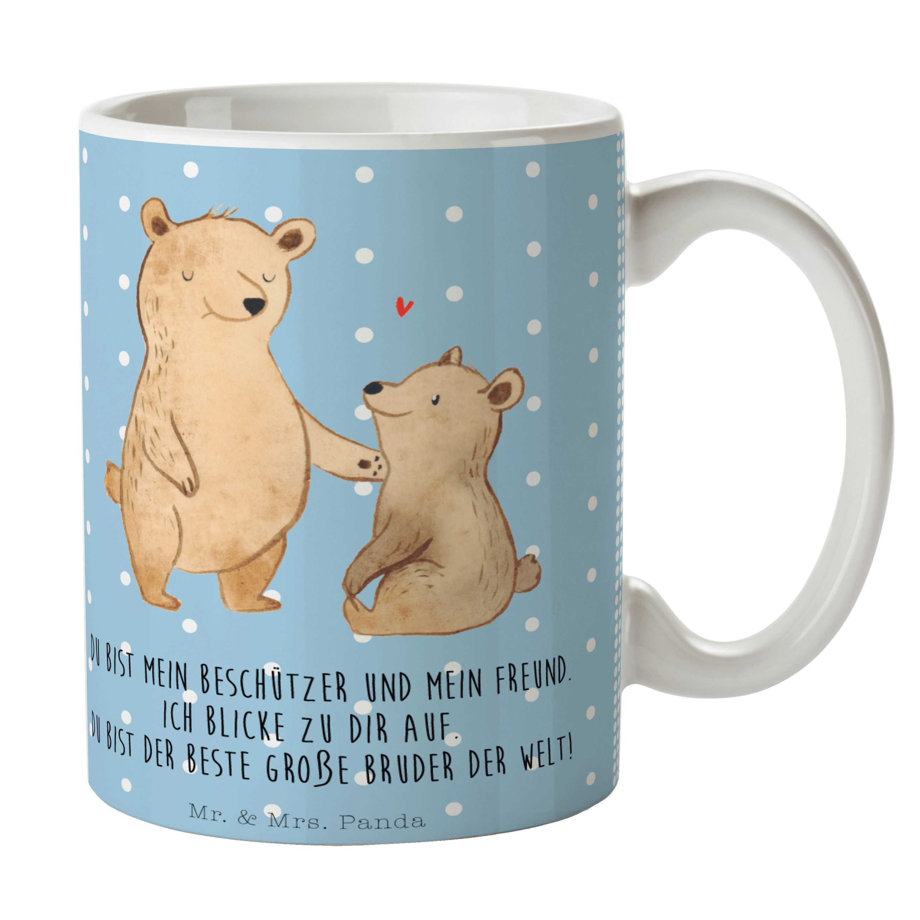 Mr. & Mrs. Panda Tasse Bär Großer Bruder - Blau Pastell - Geschenk, Vatertag, Brudi, Kaffeeb, Keramik | Tassen