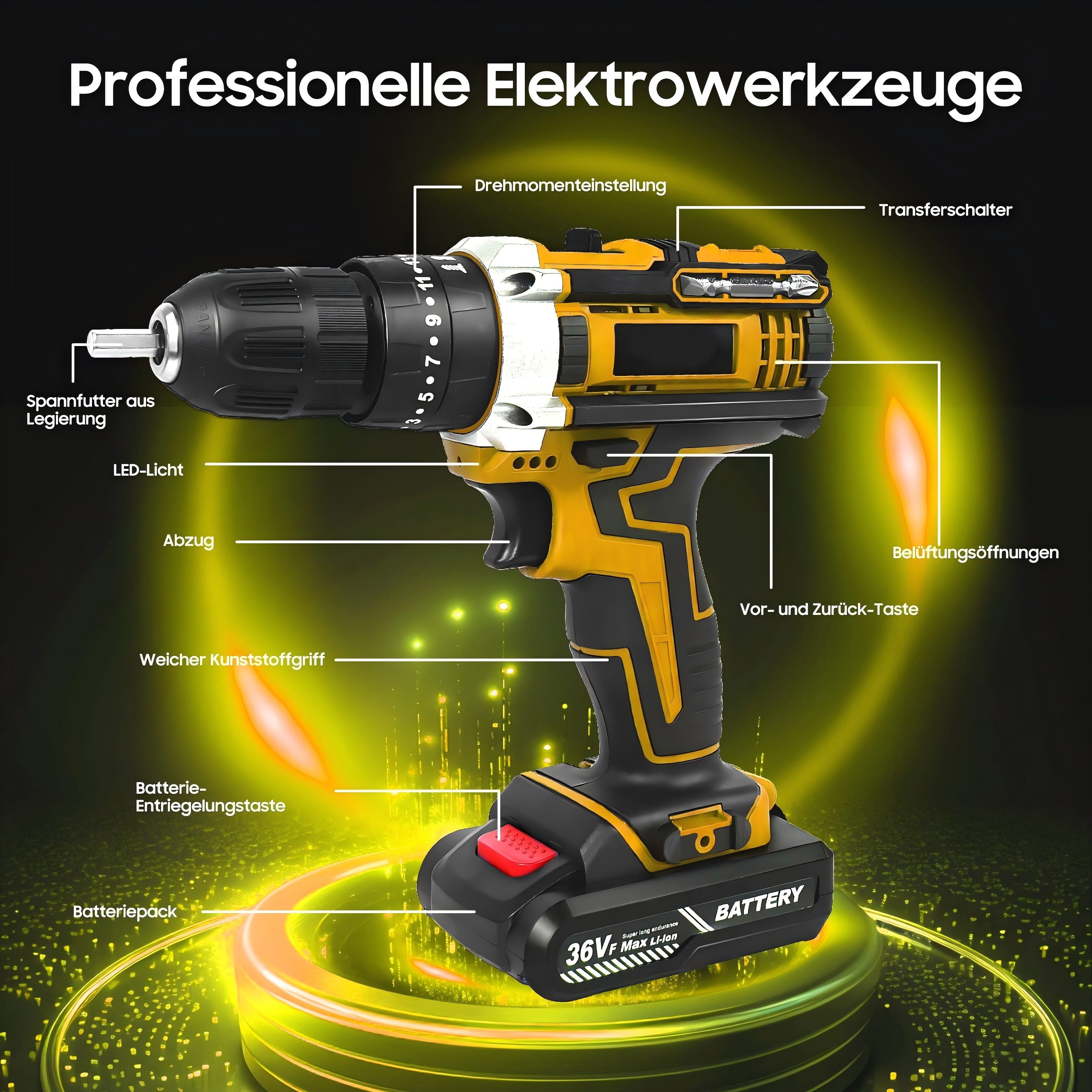 Comfy Mate Akku-Bohrmaschine Bohrmaschine mit 1500 mAh Doppelakku, 21 V Akk günstig online kaufen