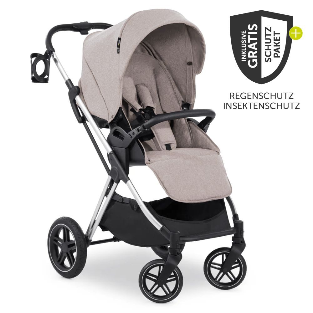 Hauck Sportbuggy Vision X - Melange Beige, leichter Sportwagen mit Liegefunktion & Regenschutz bis 25 kg