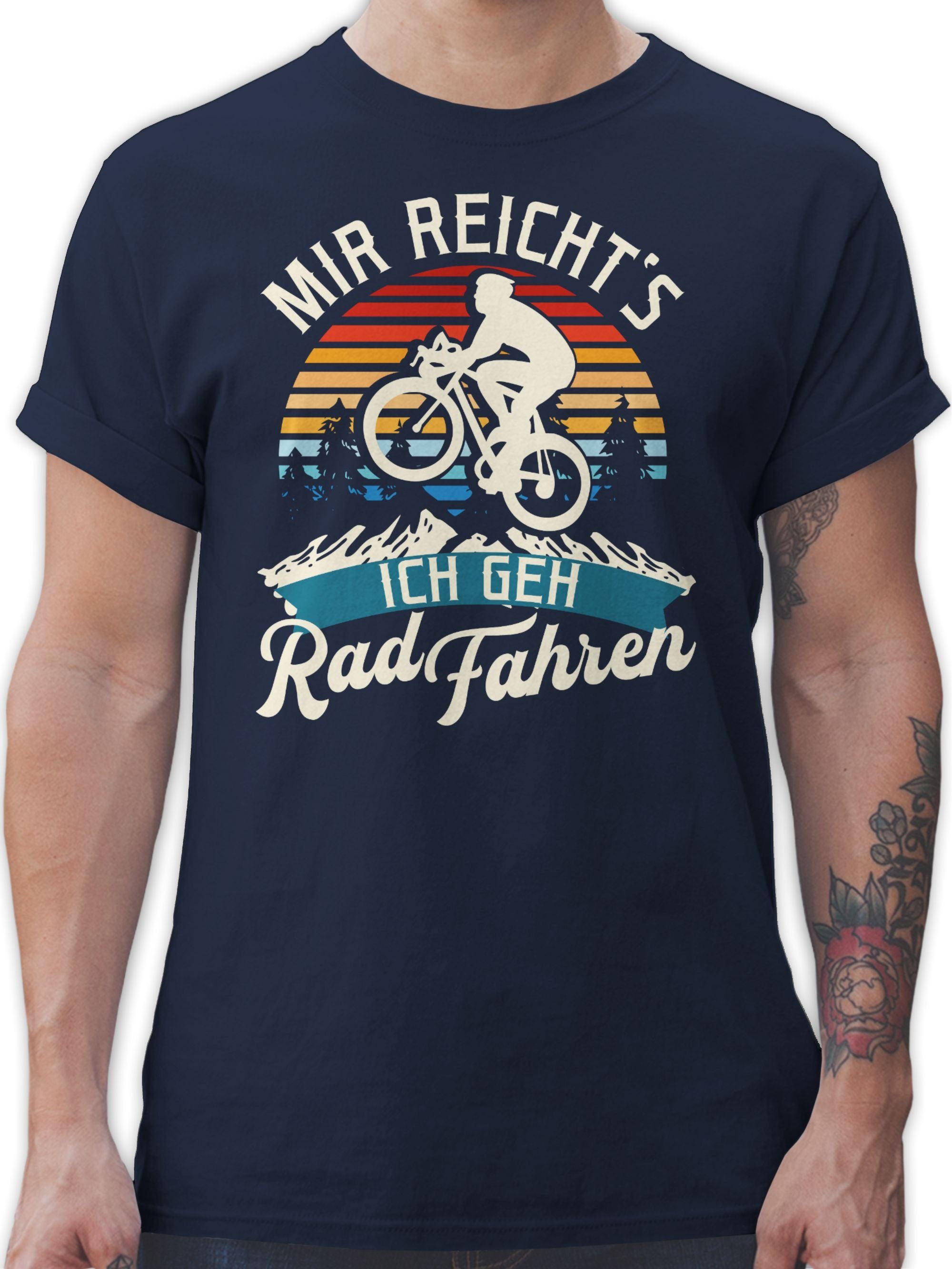 Shirtracer T-Shirt Mir reicht's ich geh Rad fahren - Vintage - weiß Fahrrad Bekleidung Radsport 02 Navy Blau