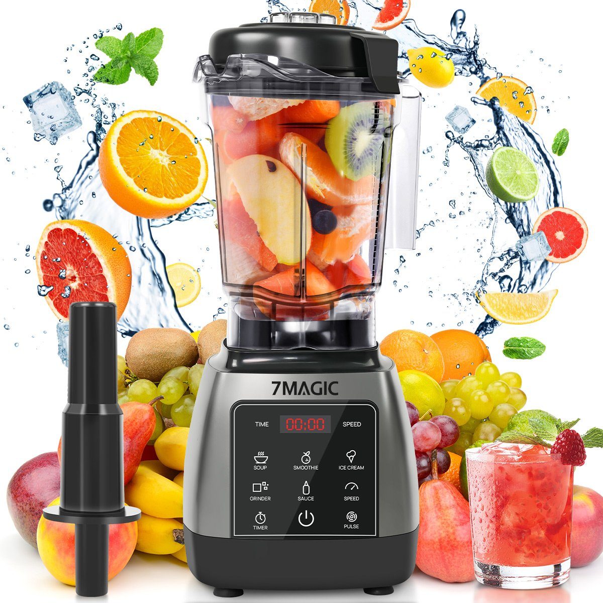 Standmixer Pulsfunktion, Timer, 5 intelligentes Programm Smoothie Maker